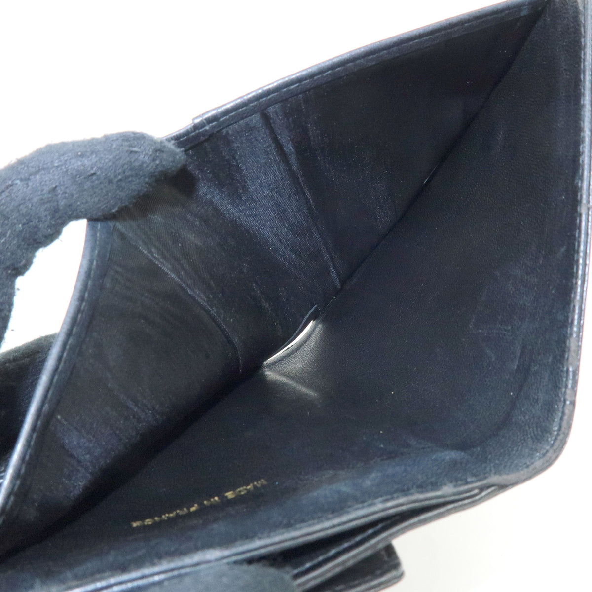 CHANEL COCO Mark Caviarskin Compact Wallet Black A13496