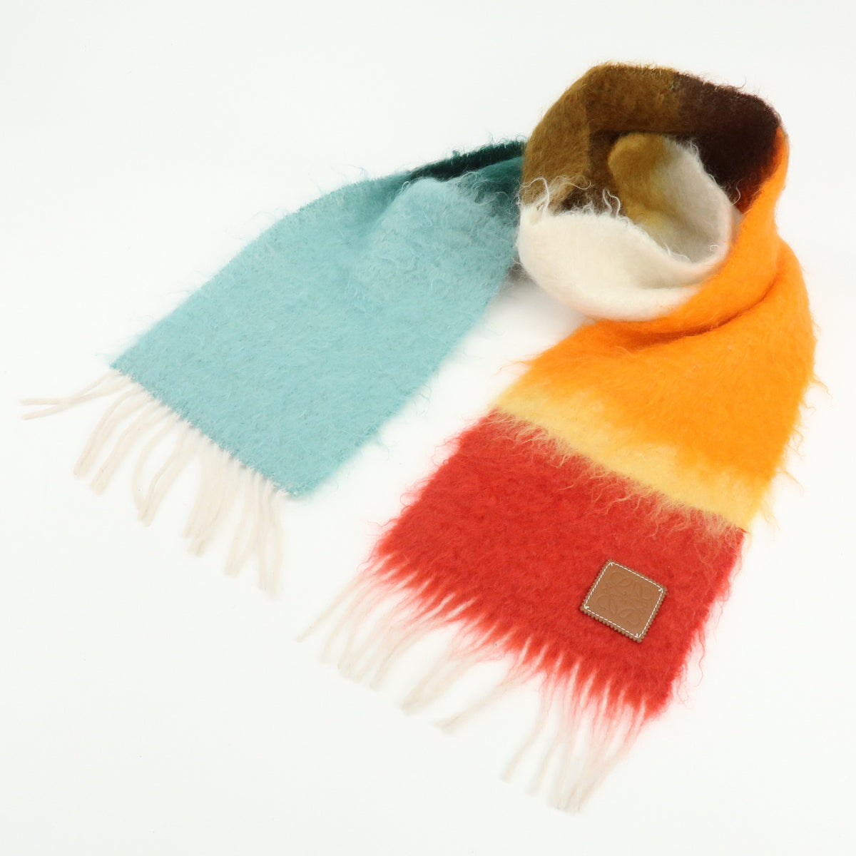 LOEWE Anagram Mohair Wool Scarf Shawl Orange Multicolor