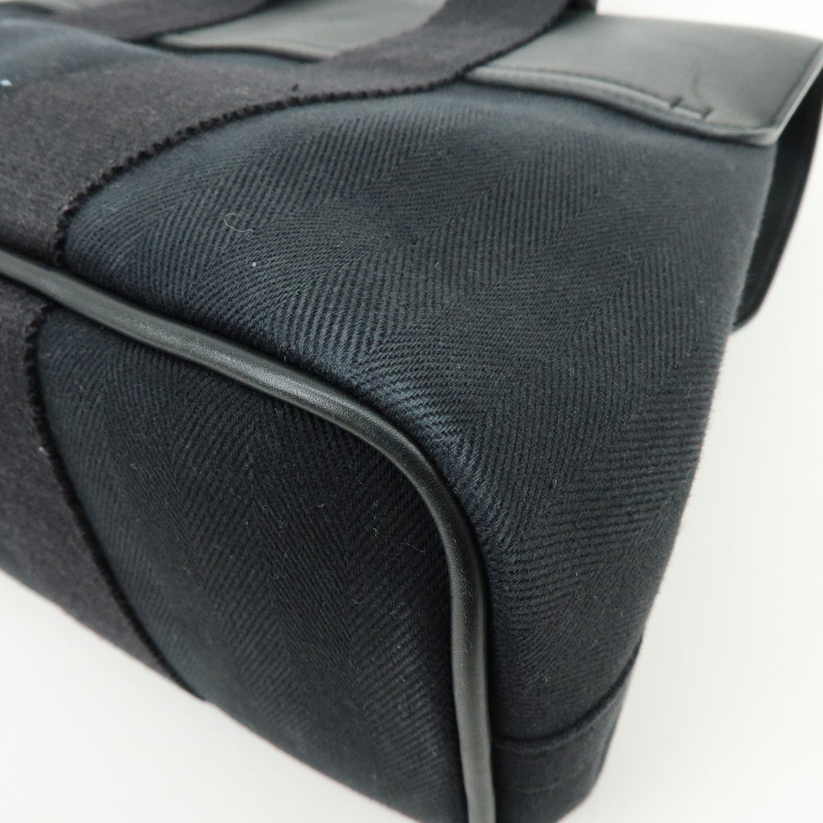 HERMES Toile Chevron Valparaiso PM Tote Bag Hand Bag Black