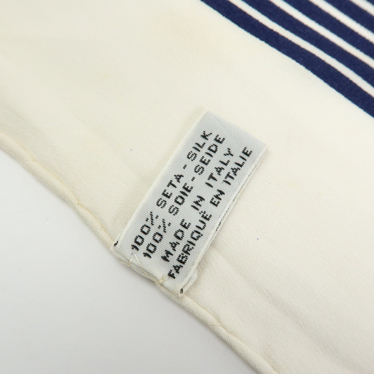CHANEL COCO Mark Silk 100% Scarf Coin Strip Navy White Yellow