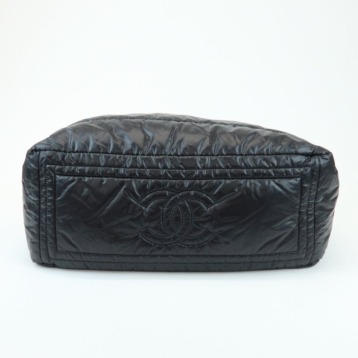 CHANEL COCO Cocoon Nylon Leather Boston Bag Hand Bag Black A47092