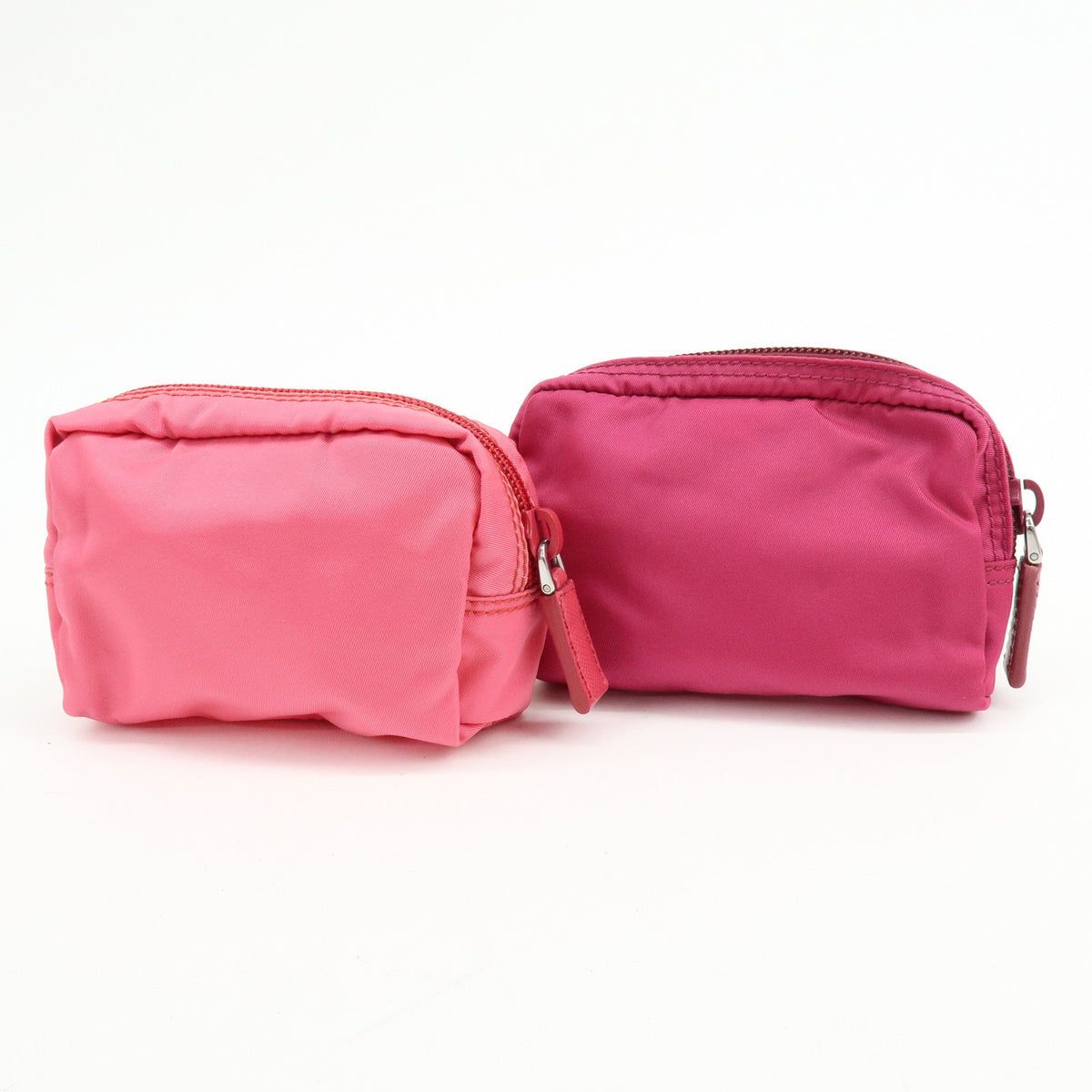 PRADA Triangle Logo Lot of 2 Nylon Pouch Cosmetic Case Purple Pink