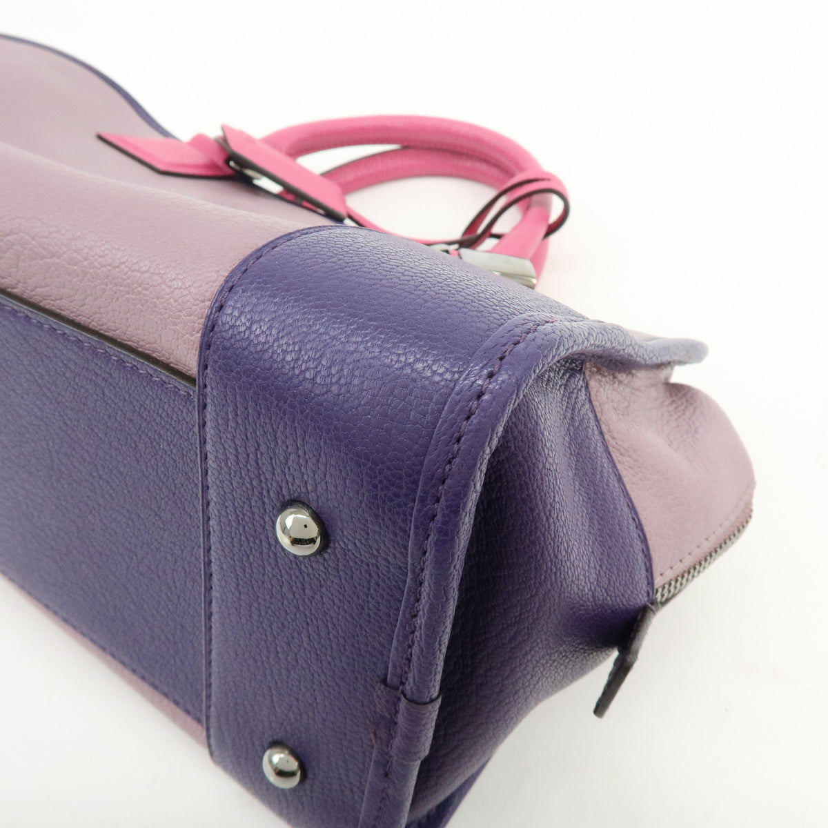 LOEWE Anagram Amazona 28 Leather Hand Bag Tote Bag Purple Pink