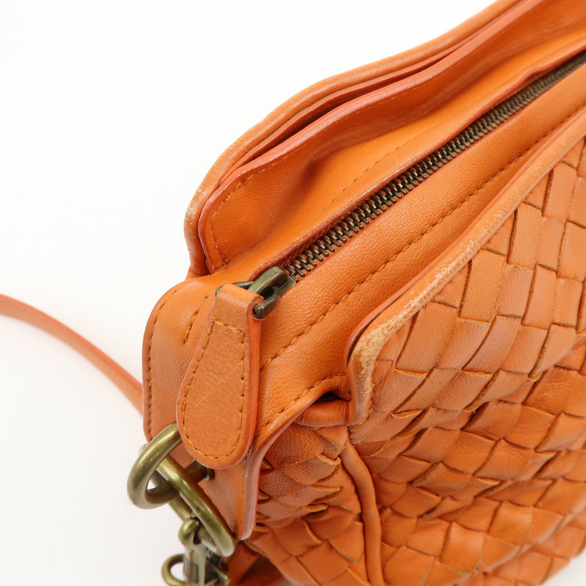BOTTEGA VENETA Intrecciato Leather Shoulder Crossbody Bag Orange 192661