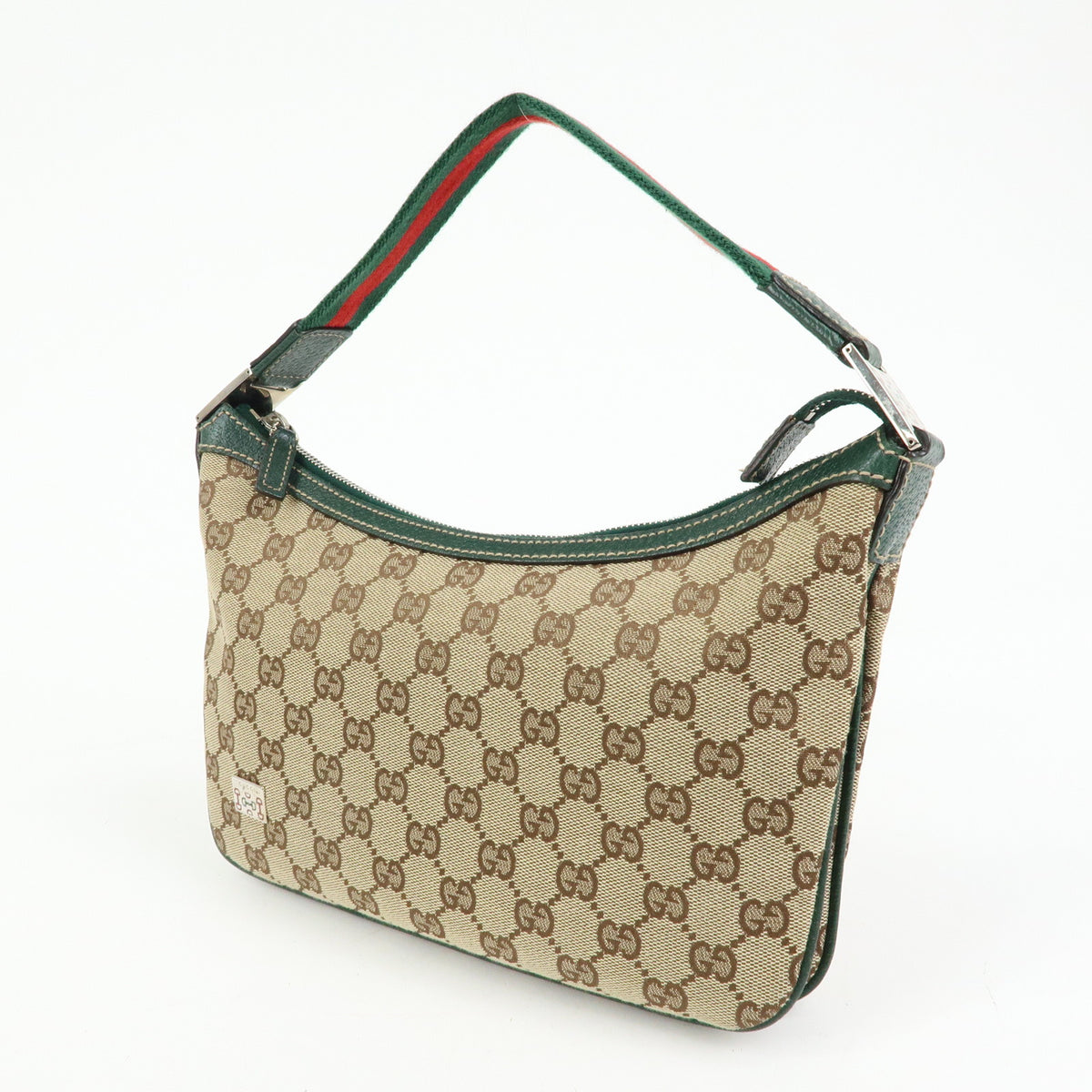 GUCCI Sherry GG Canvas Leather Shoulder Bag Beige Green Red 145812