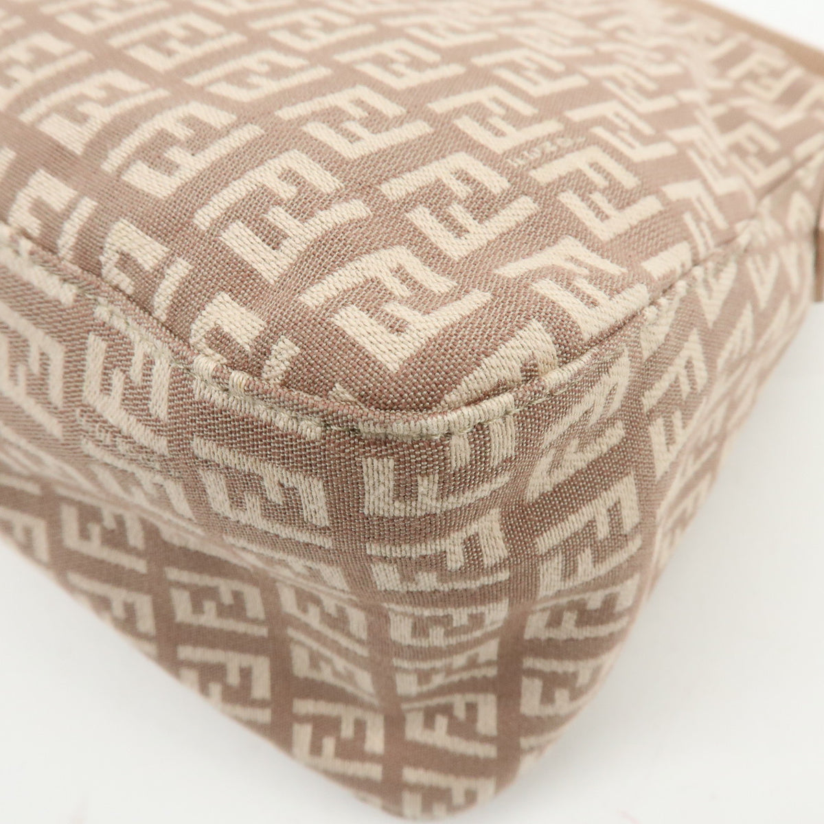 FENDI Mamma Baguette Zucchino Canvas Leather Shoulder Bag Pink 8BR001