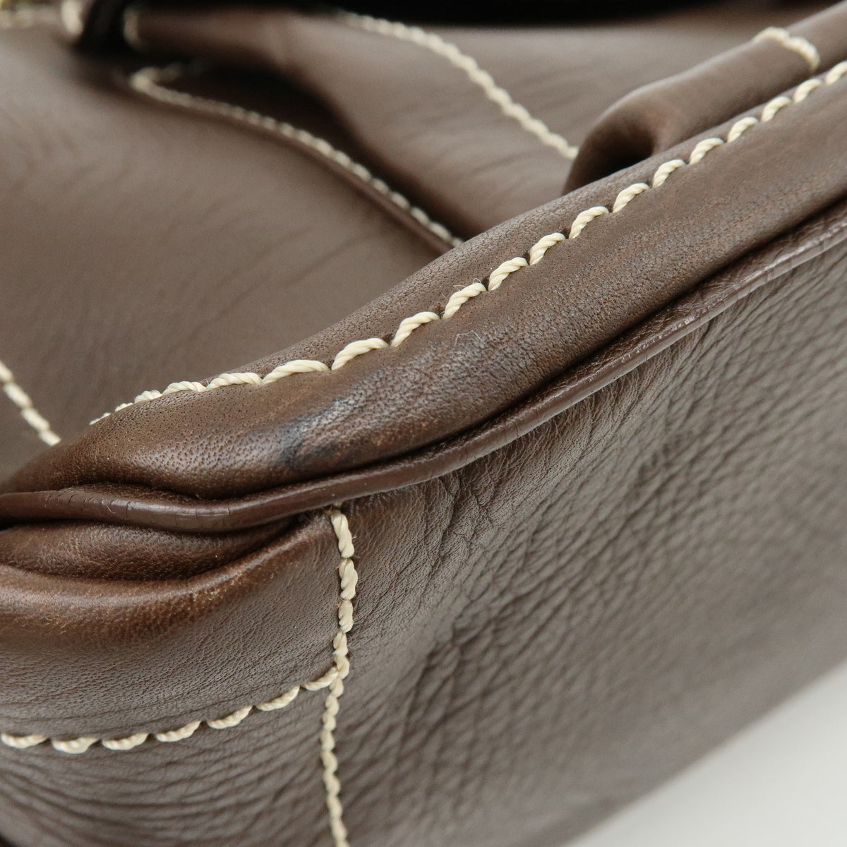 CELINE Triomphe Boogie Bag Leather Hand Bag Tote Bag Brown Ivory