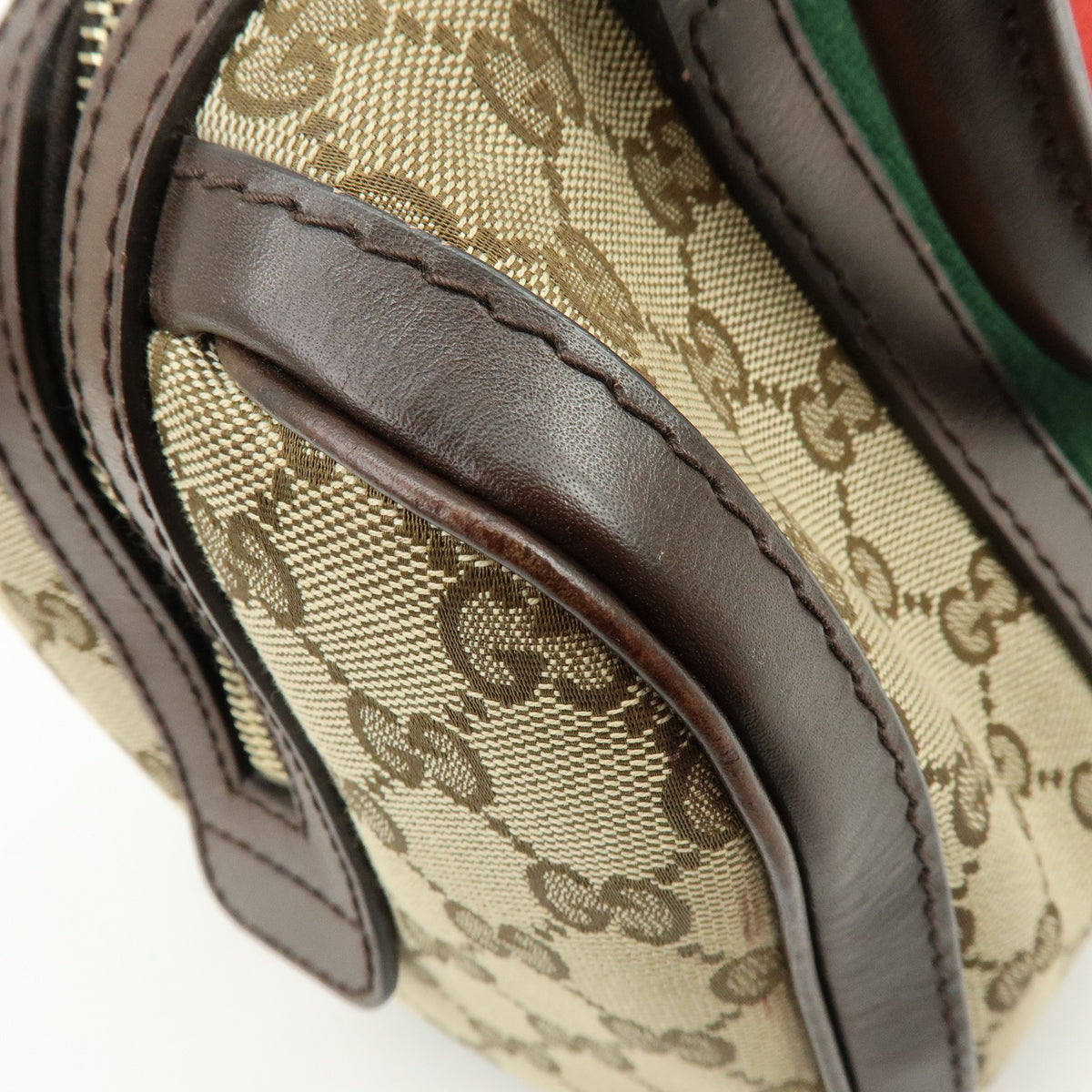 GUCCI Sherry GG Canvas Leather 2Way Bag Boston Bag Hand Bag 269876