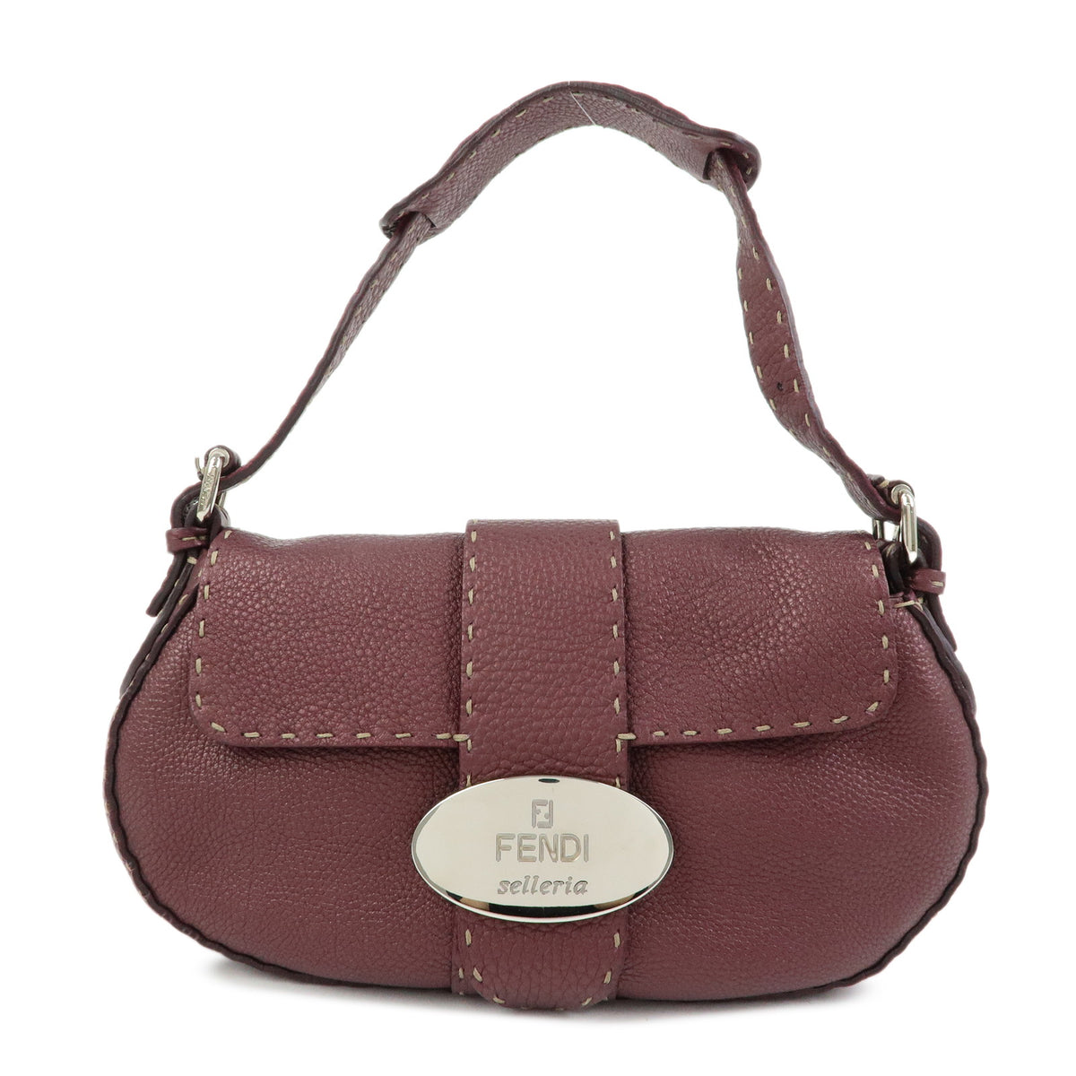 FENDI Selleria Leather Shoulder Bag Hand Bag Purple 8BR407