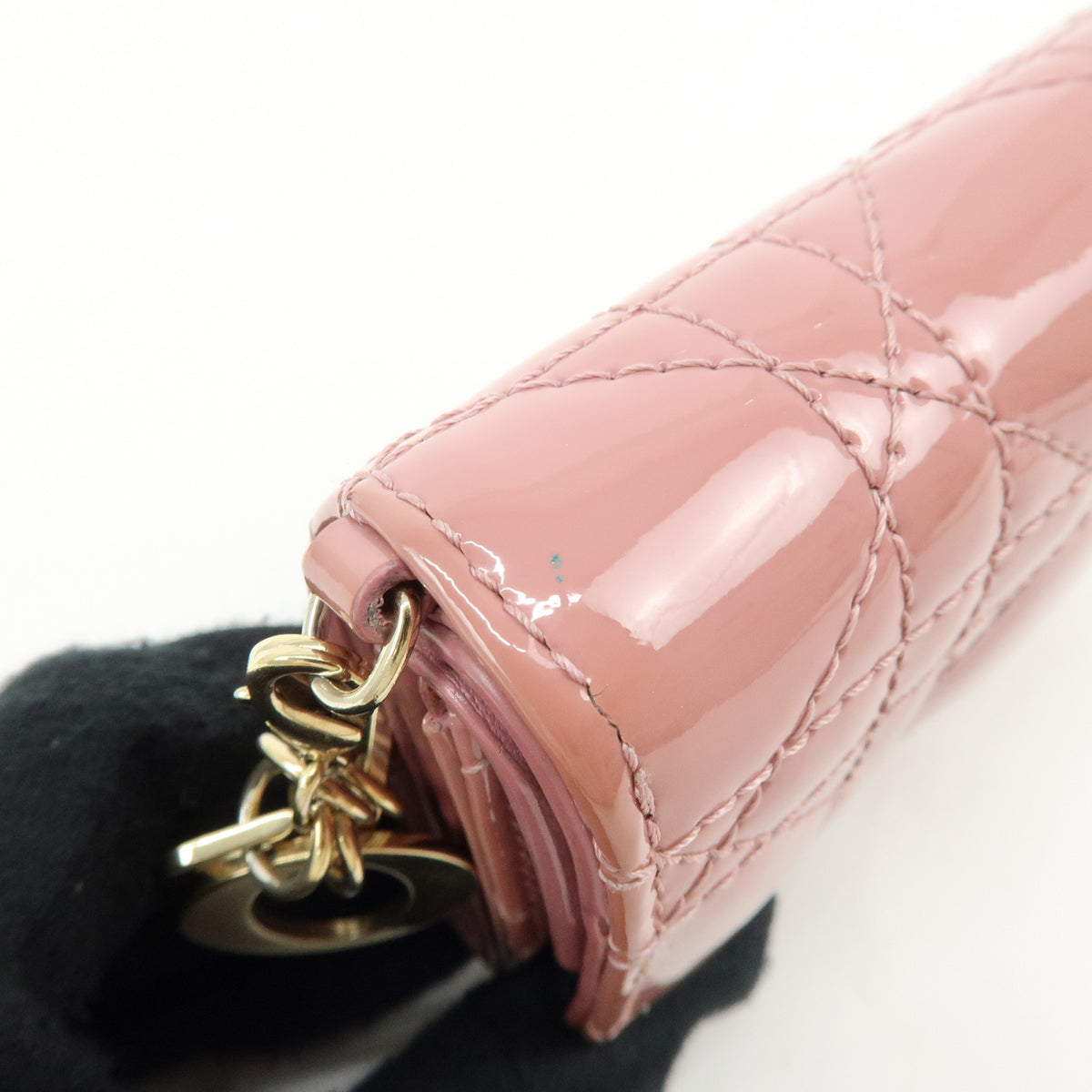 Christian Dior Lady Dior Cannage Patent Leather Bi-fold Compact Wallet