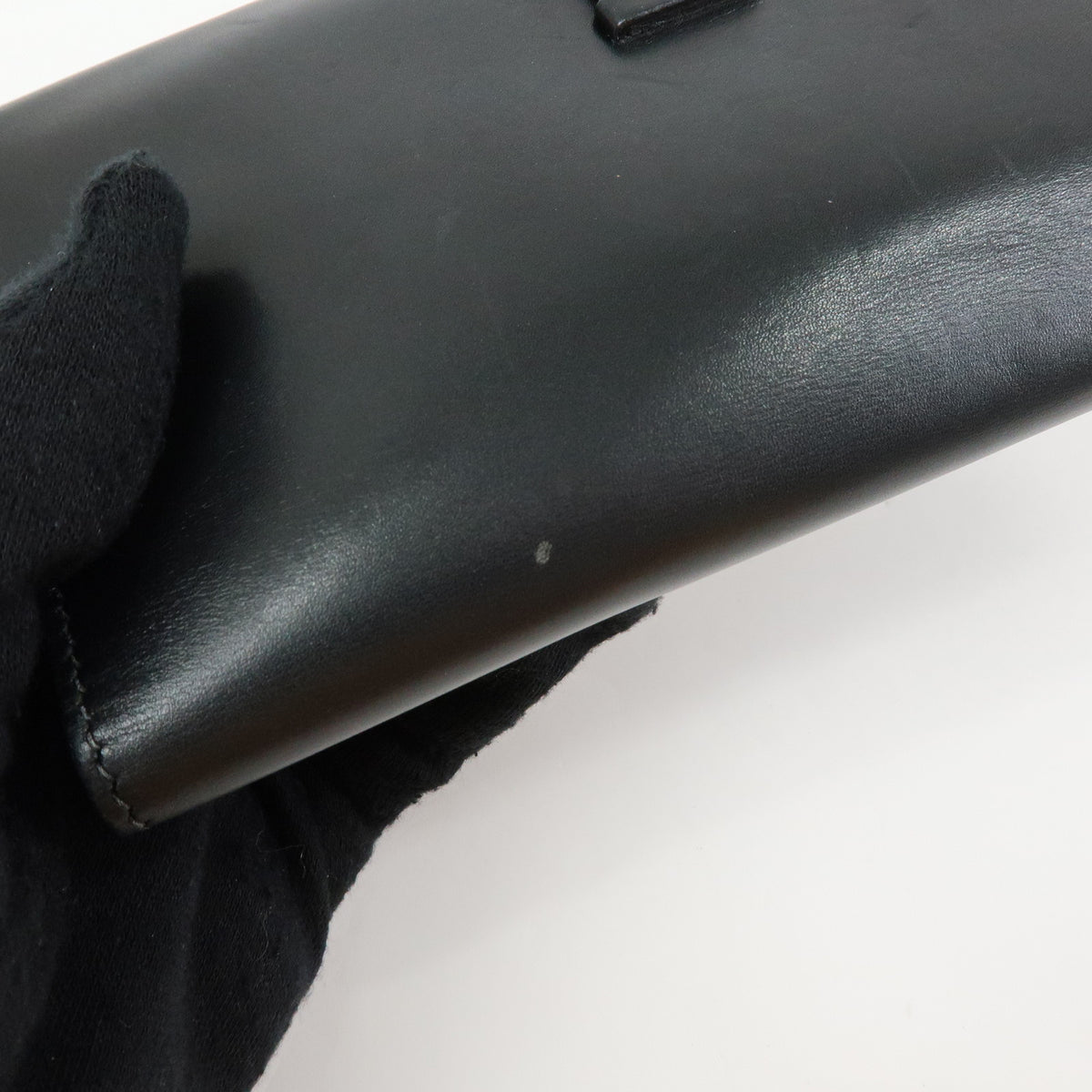HERMES Bearn Leather Bi-fold Long Wallet □I Stamped Black Gold