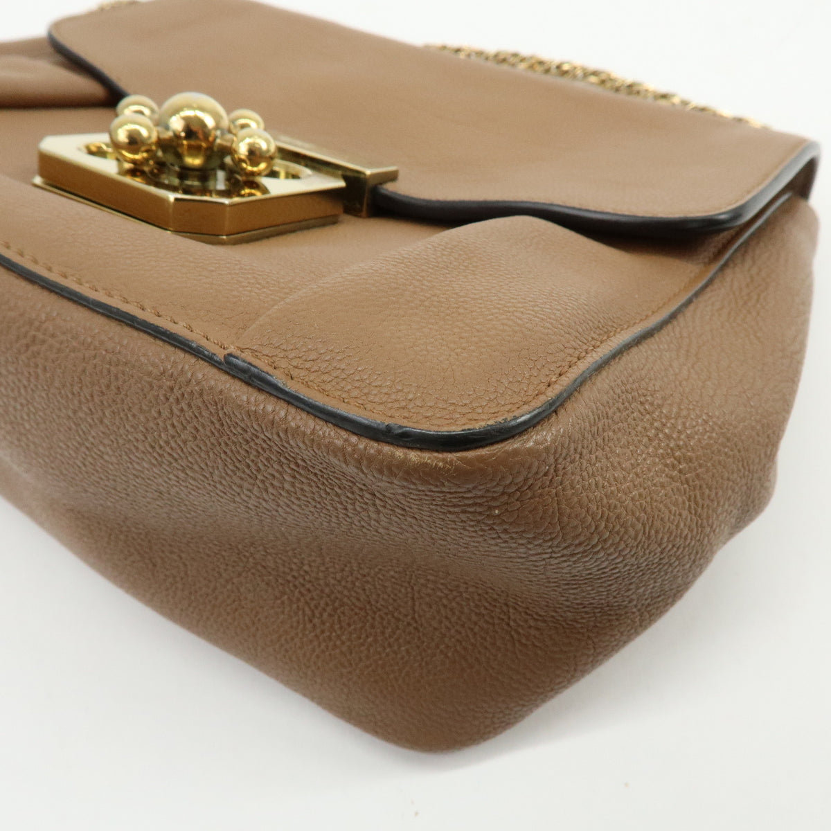 Chloe Elsie Leather Chain Shoulder Bag Crossbody Bag Brown Camel