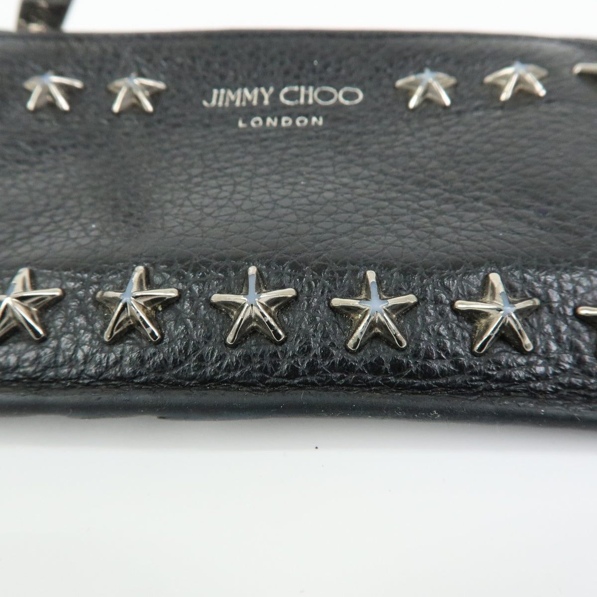 JIMMY CHOO Star Studs Leather Coin Case Card Case Black