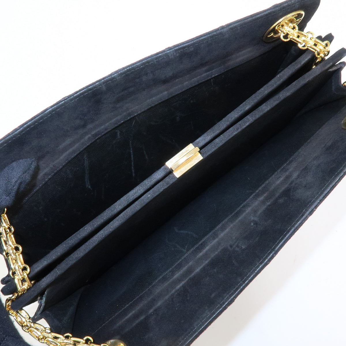 CHANEL Matelasse Suede Leather Chain Shoulder Bag Black