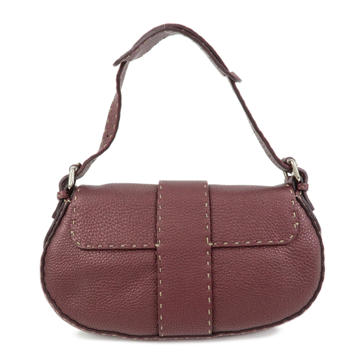 FENDI Selleria Leather Shoulder Bag Hand Bag Purple 8BR407