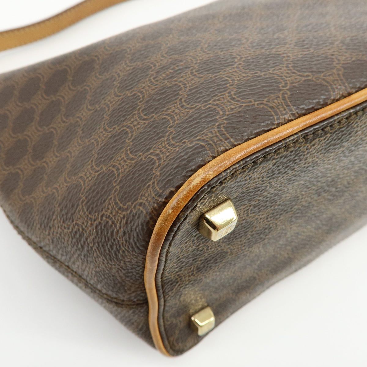 CELINE Macadam PVC Leather Hand Bag Shoulder Bag Brown