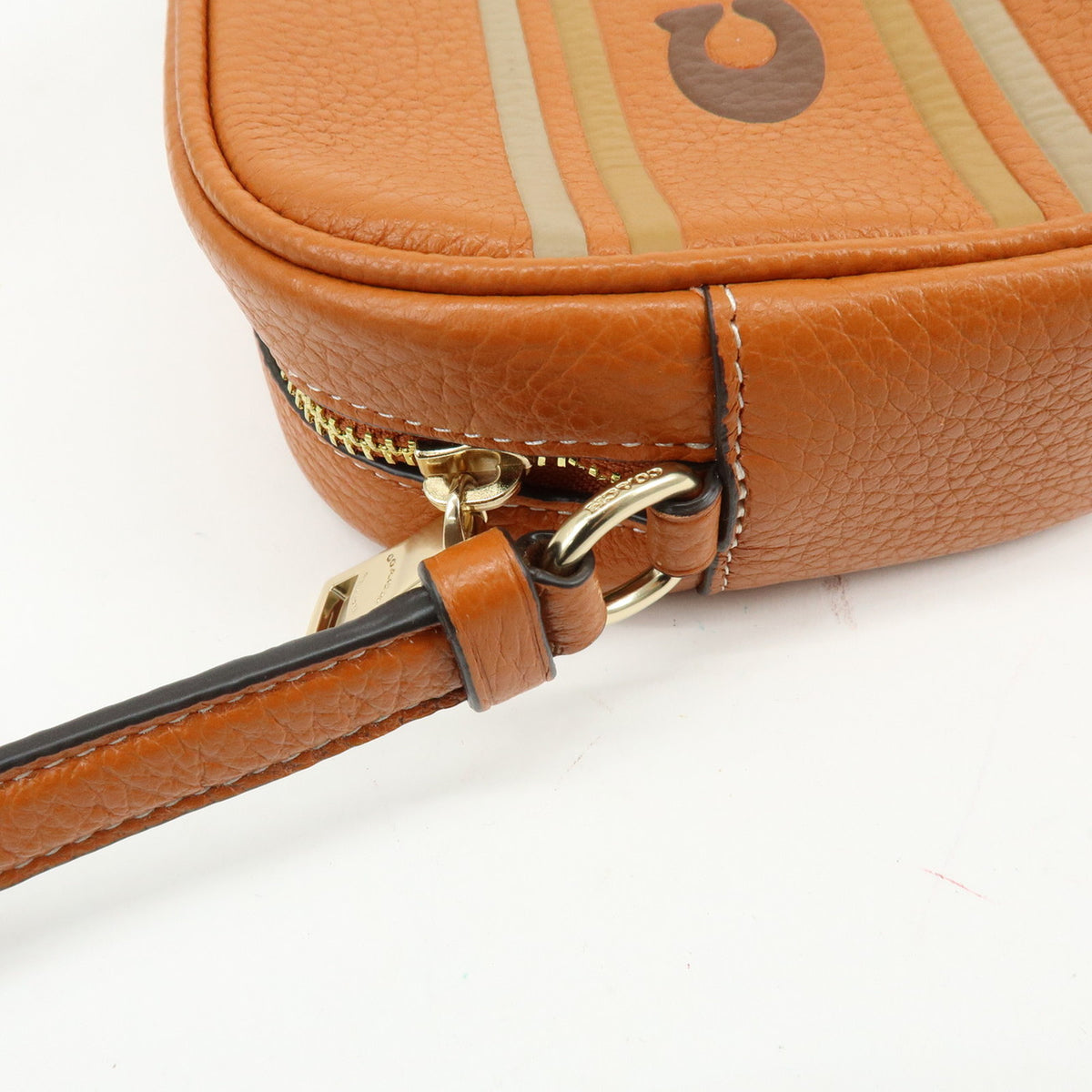 COACH Logo Leather Shoulder Bag Crossbody Bag Camel Brown