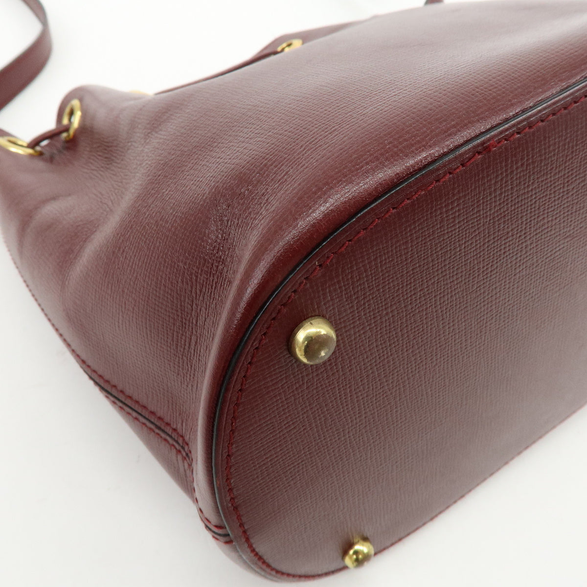 Cartier Must de Cartier Leather Drawstring Shoulder Bag Bordeaux