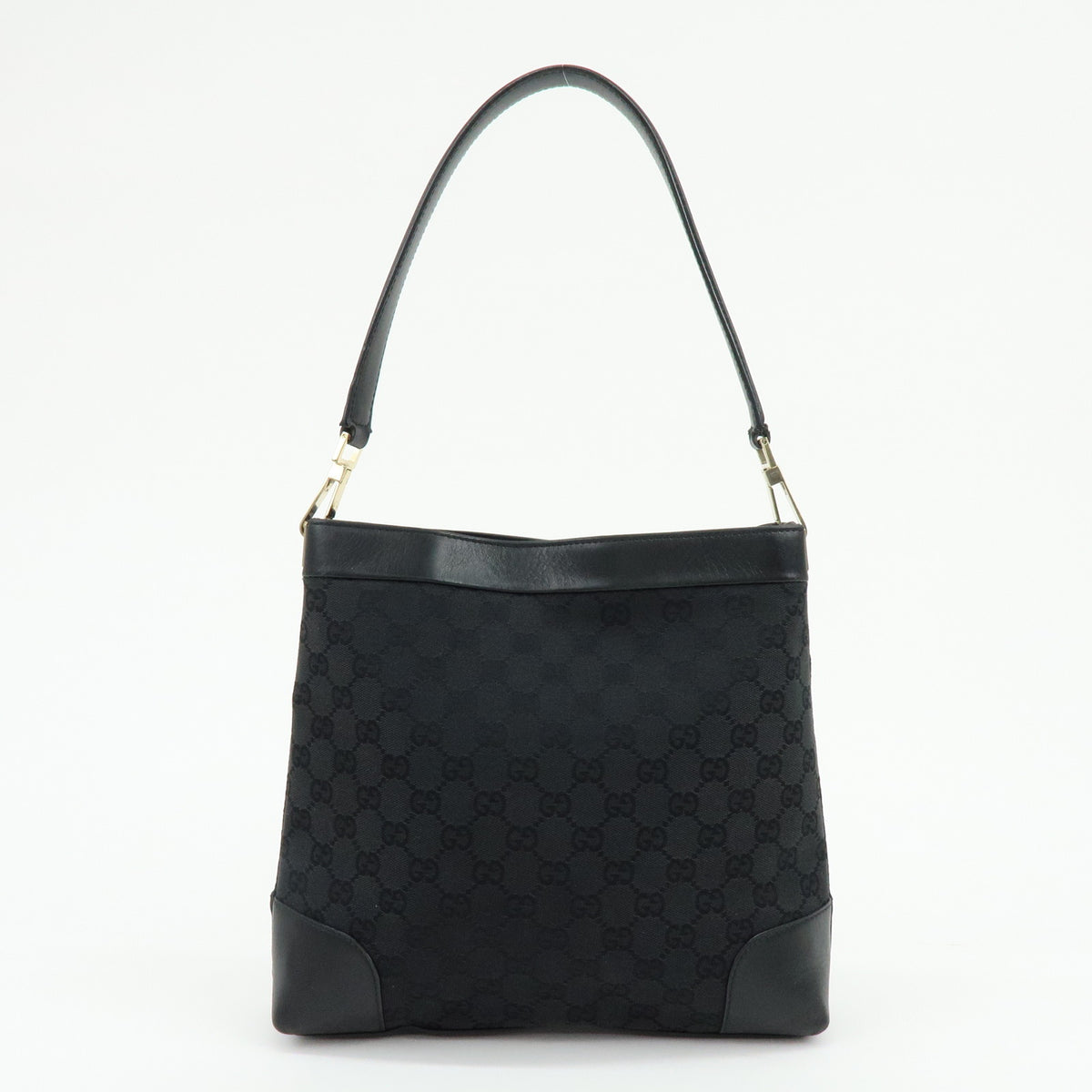 GUCCI GG Canvas Leather Shoulder Bag Hand Bag Black 33900