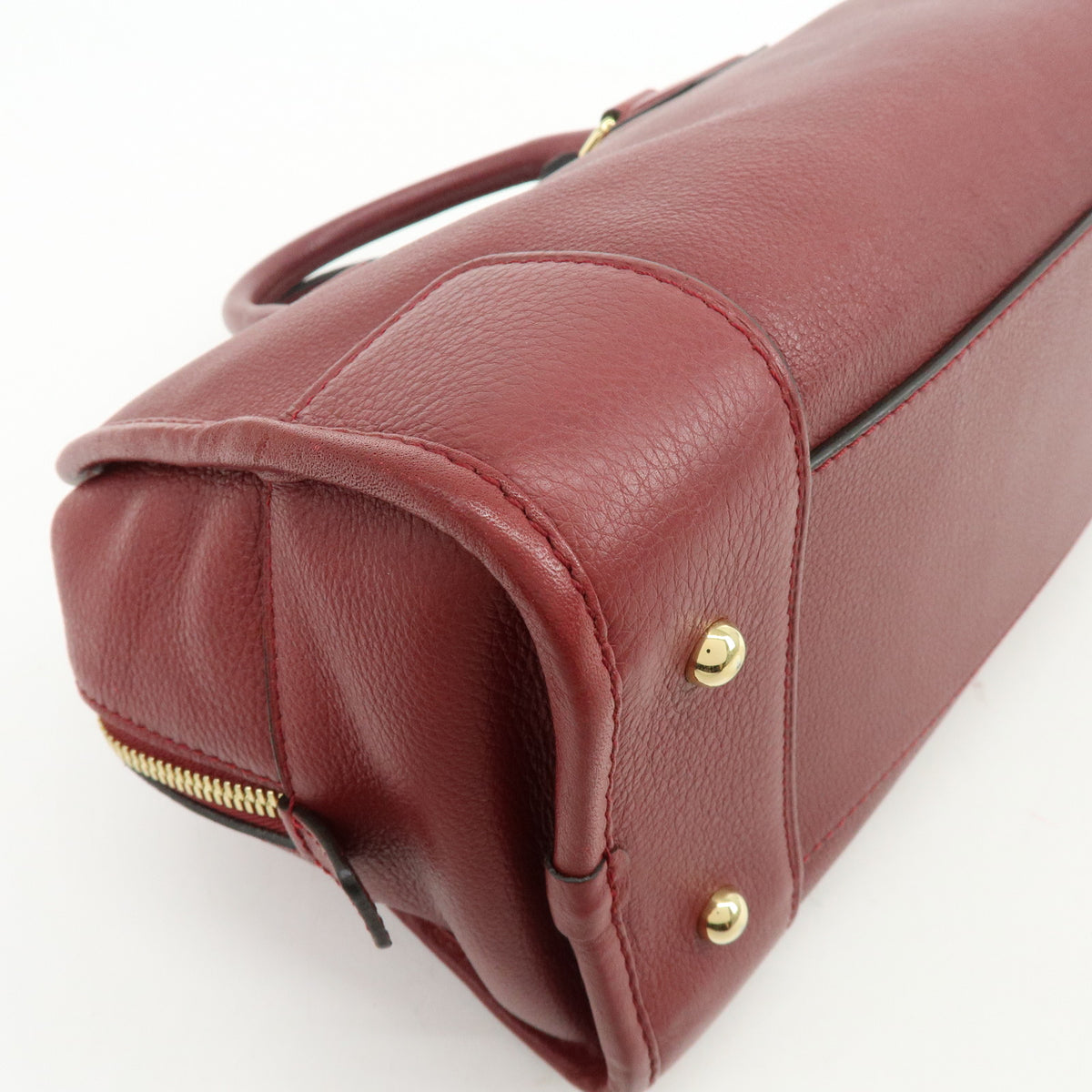 LOEWE Anagram Amazona 28 Leather Hand Bag Boston Bag Wine Red