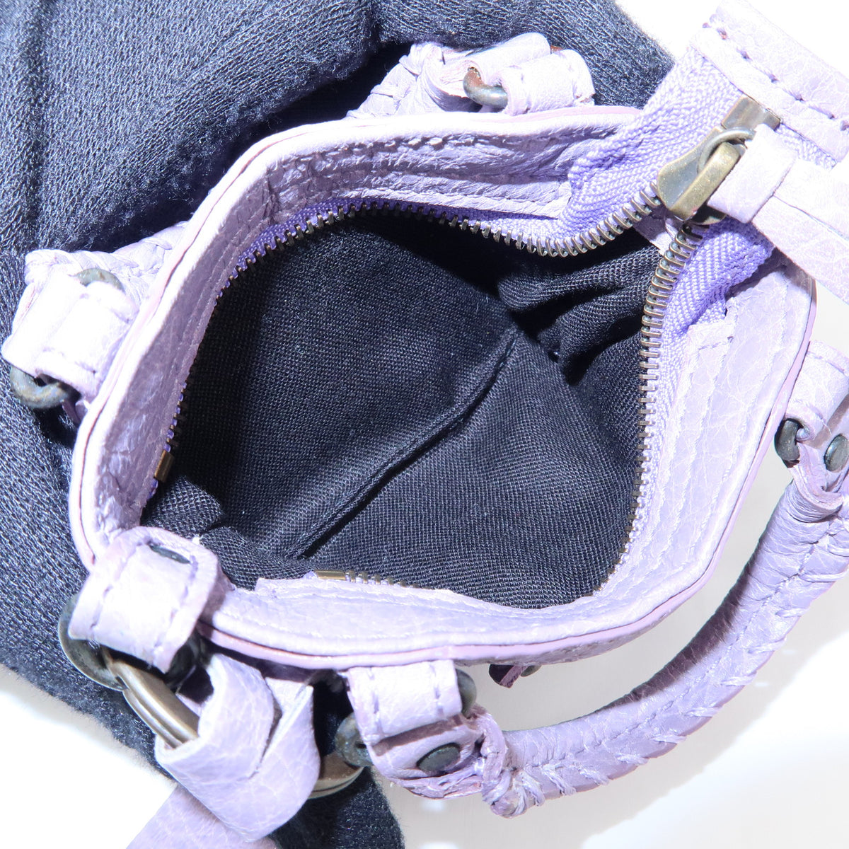 BALENCIAGA The First Leather Metal Bag Charm Key Holder Purple 253199