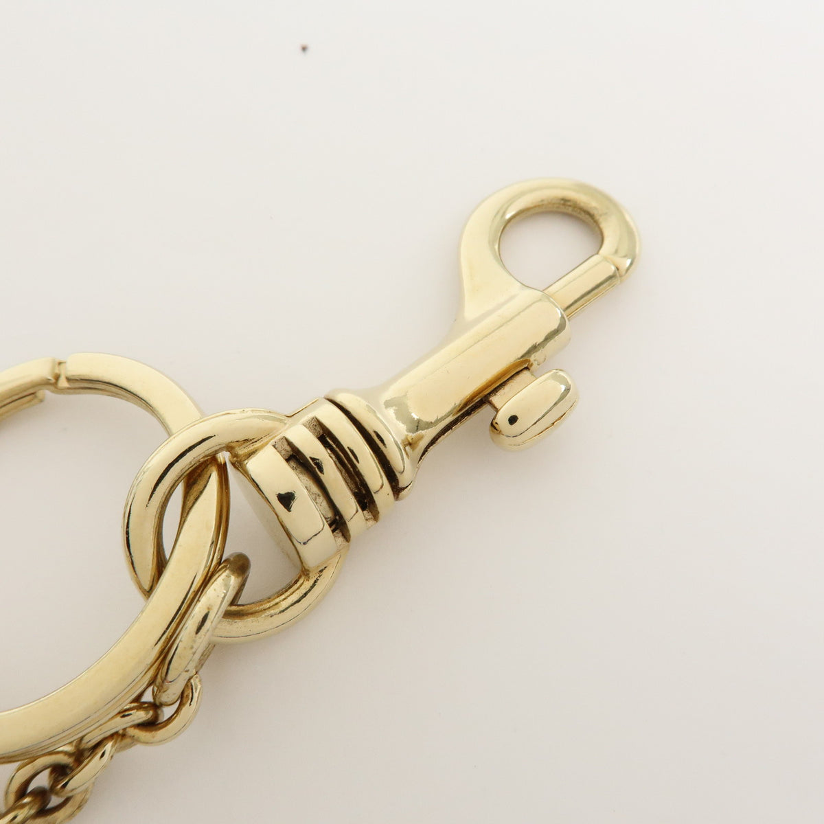 Chloe Logo Metal Leather Bag Charm Key Charm Key Chain Gold Beige