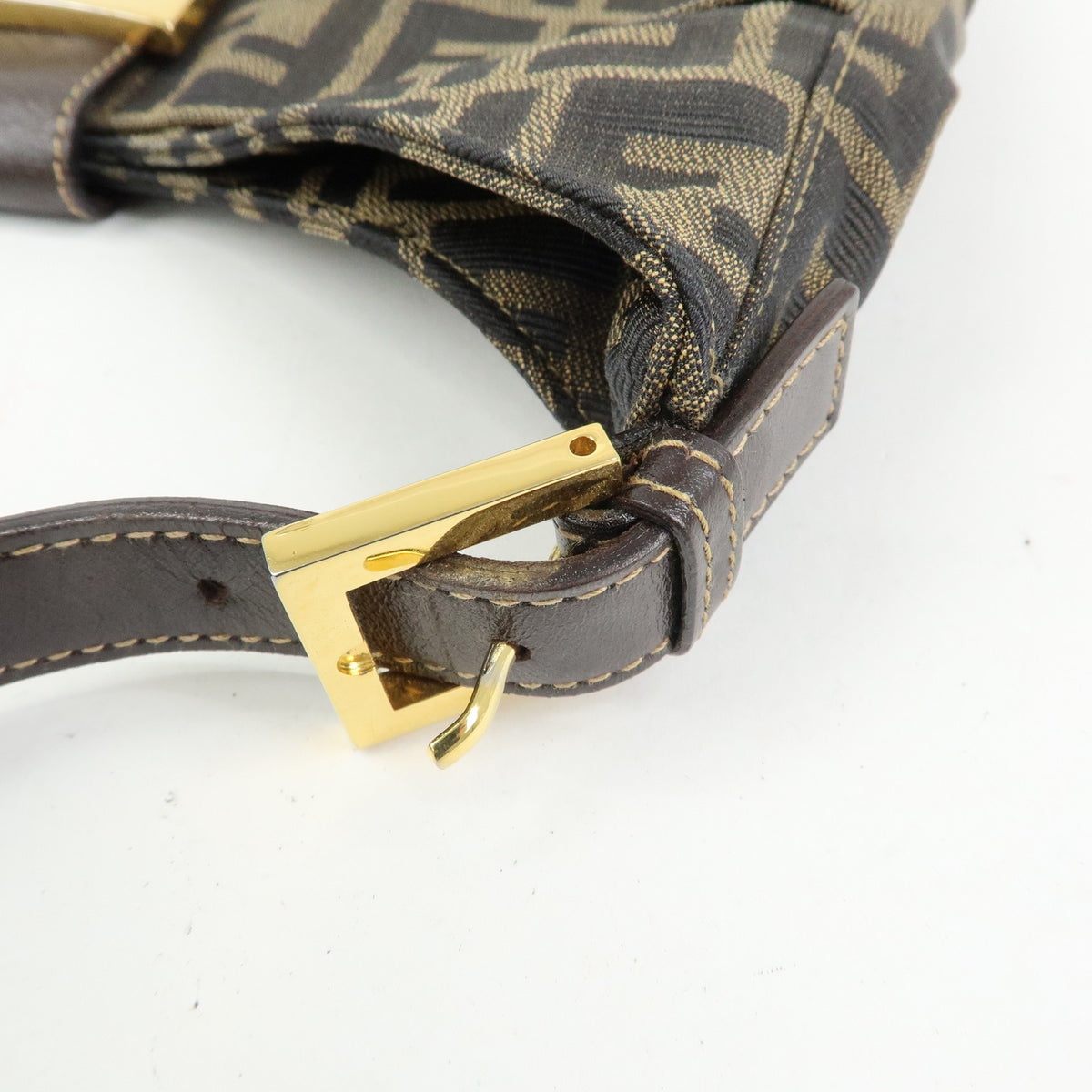 FENDI Zucca Canvas Leather Shoulder Bag Hand Bag Brown 26569