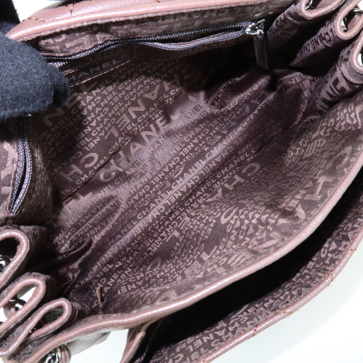 CHANEL 2.55 Mademoiselle Lock Lamb Skin Chain Shoulder Bag Brown