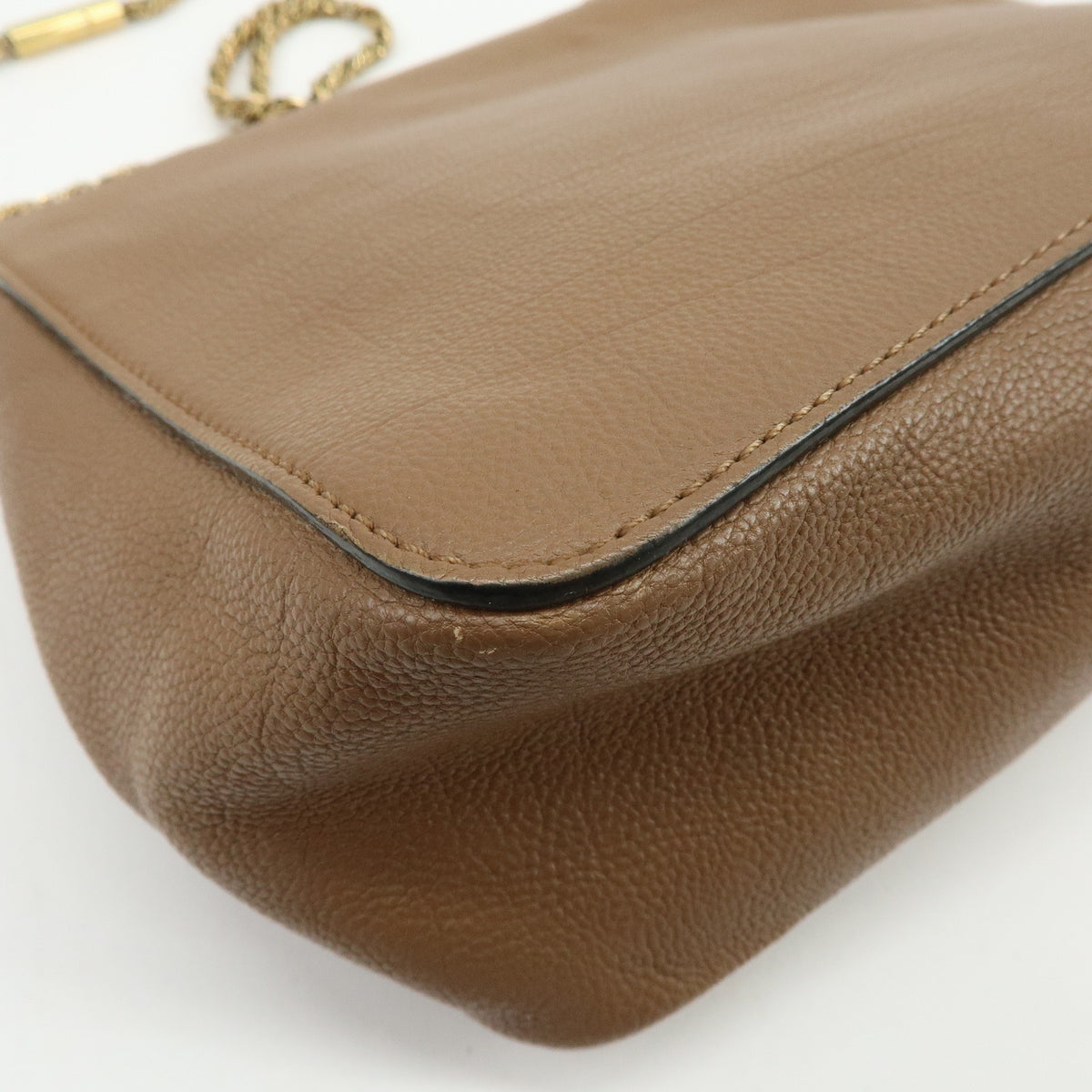 Chloe Elsie Leather Chain Shoulder Bag Crossbody Bag Brown Camel