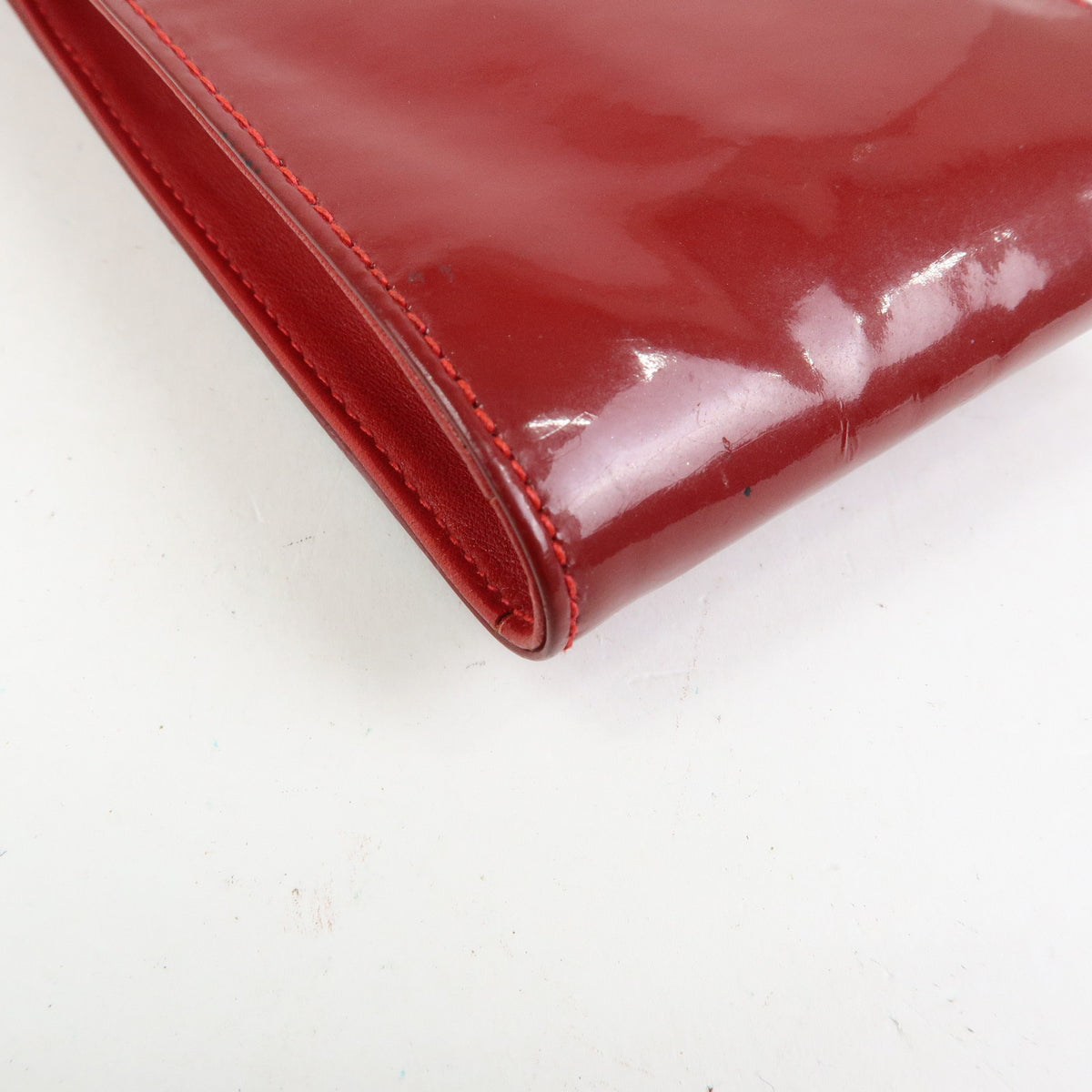 CHANEL COCO Mark Patent Leather Chain Shoulder Bag Phone Case Red Gold