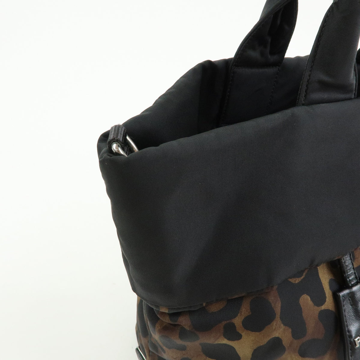 PRADA Triangle Logo Nylon Leather Reversible 2Way Hand Bag Black BN1959