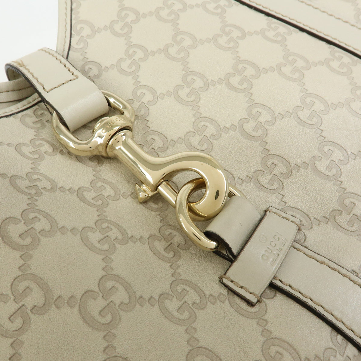 GUCCI Jackie Guccissima Leather Shoulder Bag Hand Bag Ivory 203494
