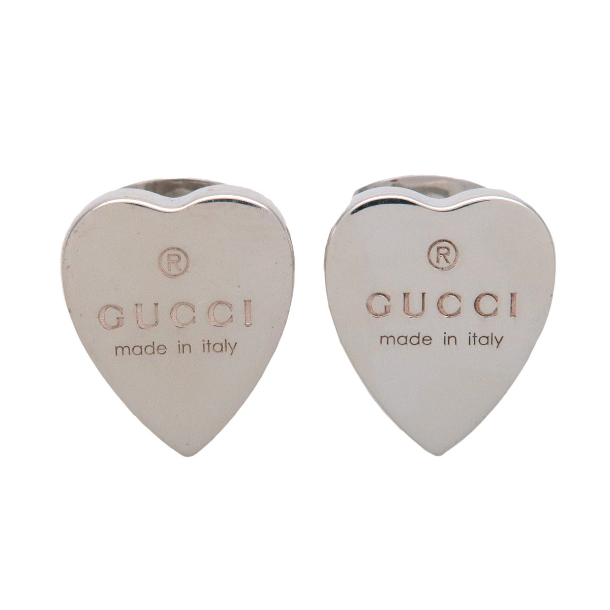 GUCCI Trademark Heart Shape Earrings SV925 Silver