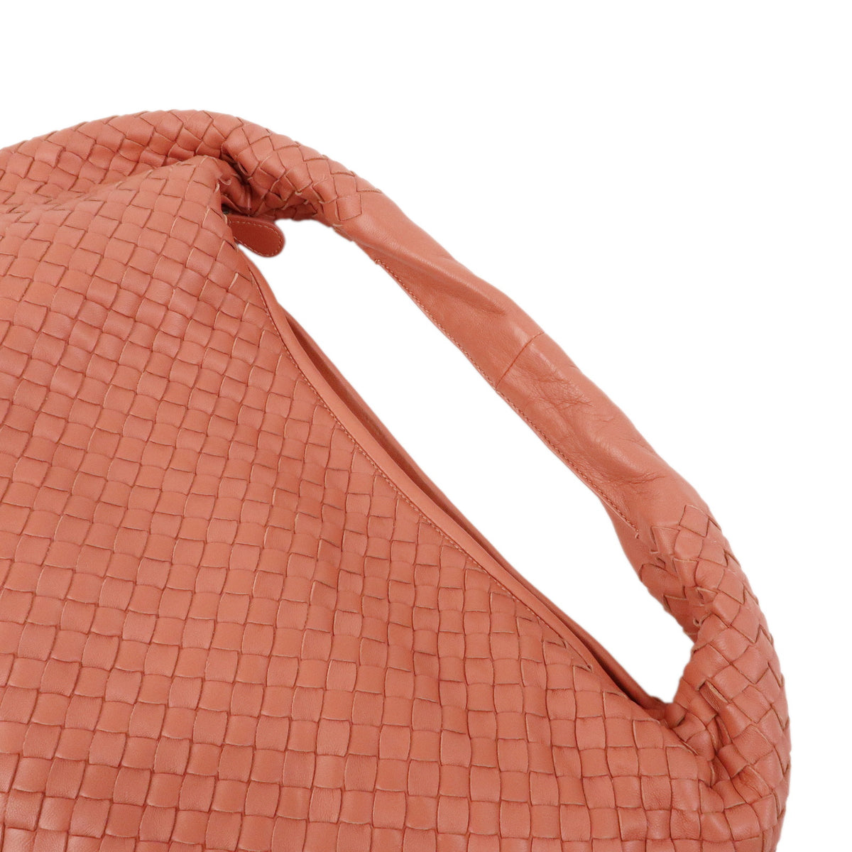 BOTTEGA VENETA Hobo Intrecciato Leather Shoulder Bag Coral Pink 115654