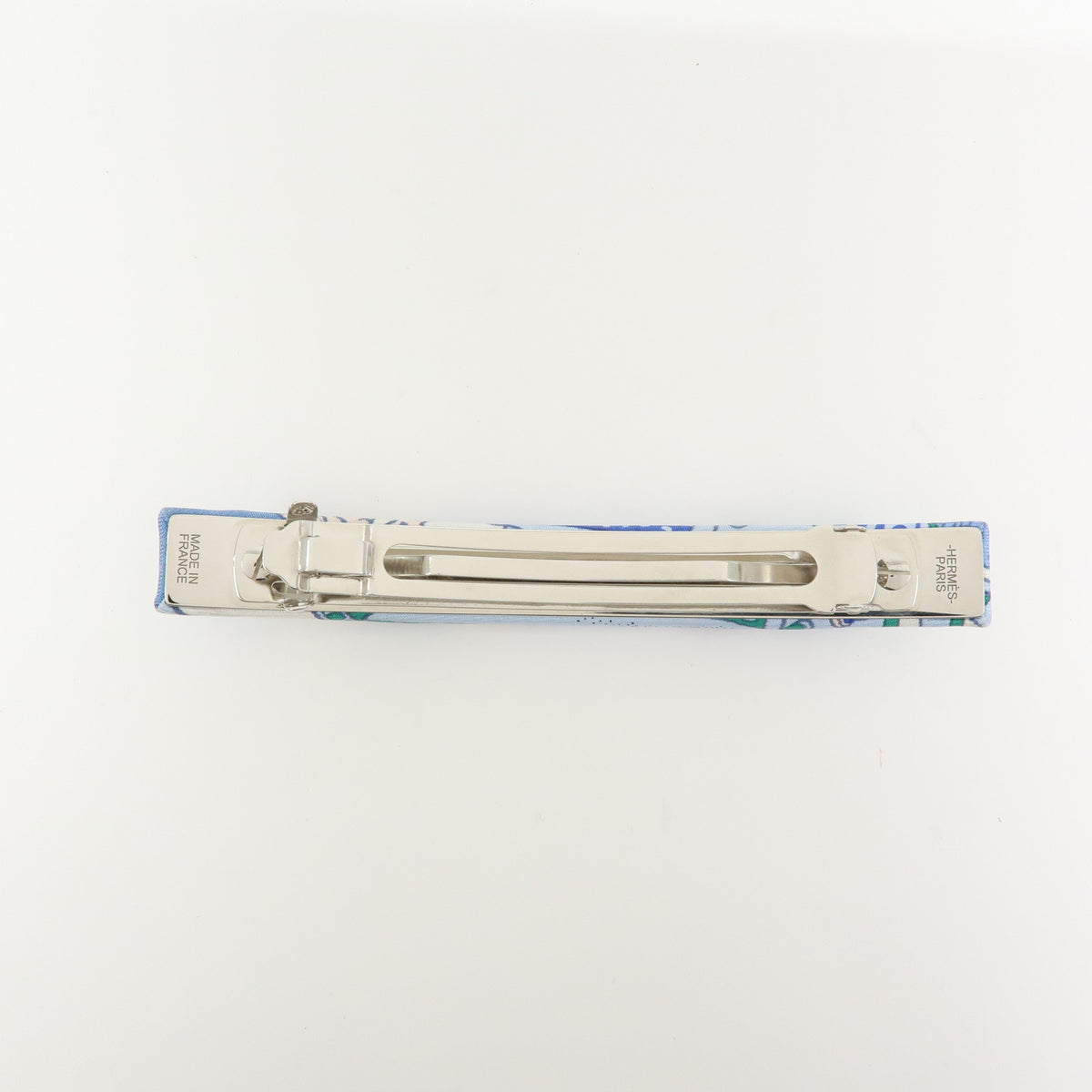 HERMES Eclipse GM Silk 100% Metal Hair Accessory Barrette Blue