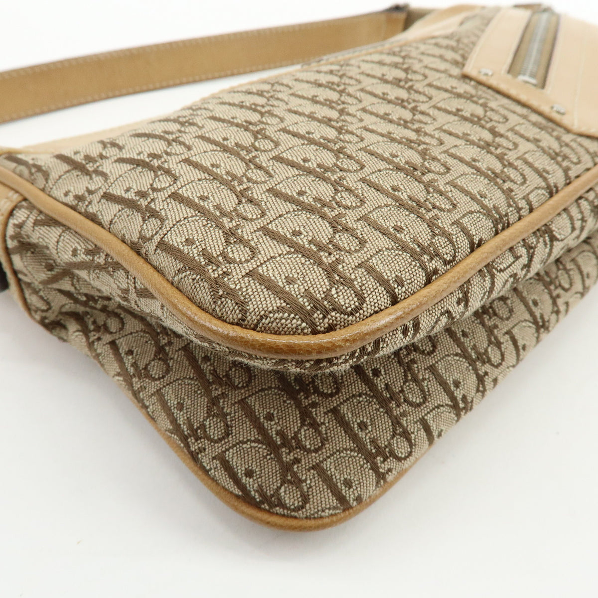 Christian Dior Street Chic Trotter Jaquard Canvas Leather Shoulder Bag