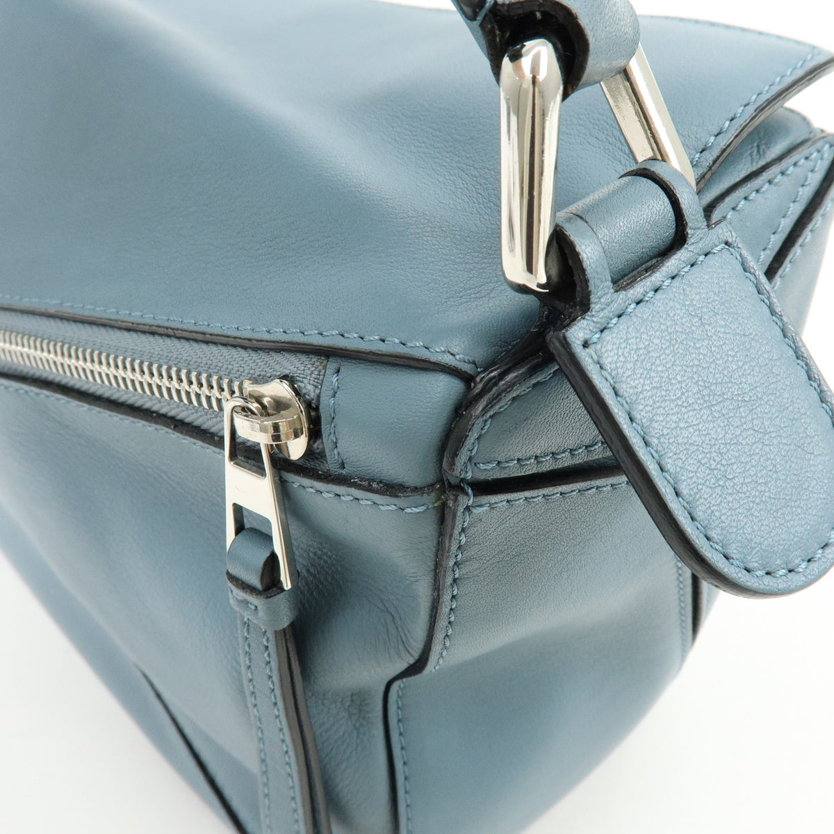 LOEWE Anagram Puzzle Leather 2Way Bag Hand Bag Shoulder Bag Light Blue