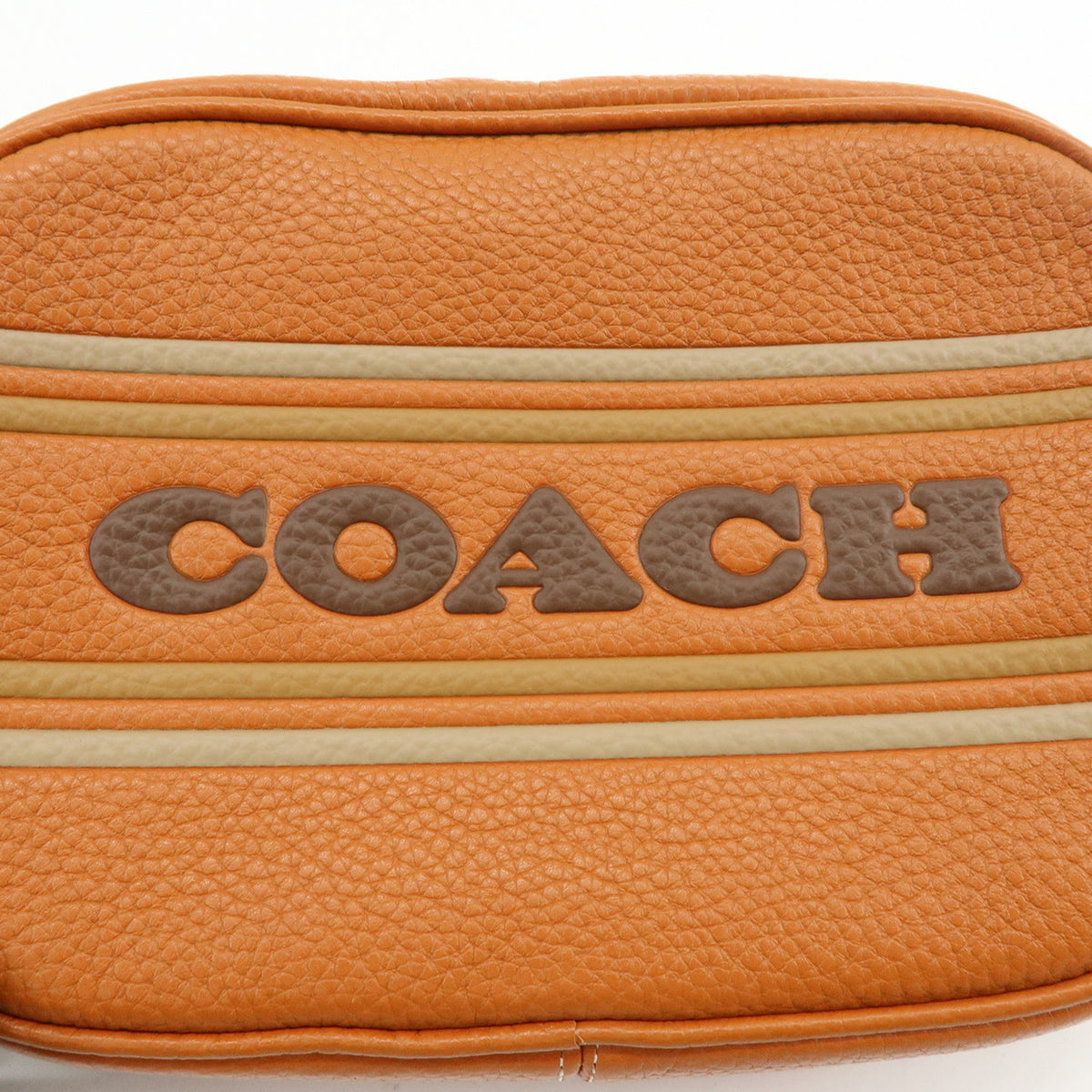COACH Logo Leather Shoulder Bag Crossbody Bag Camel Brown