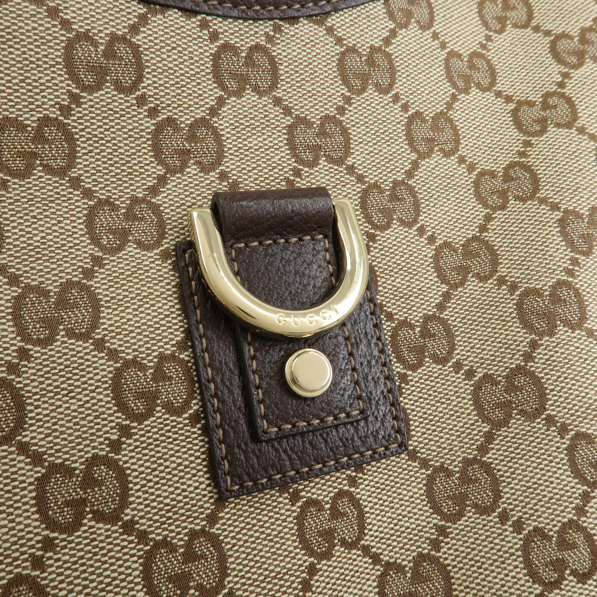 GUCCI Abbey Canvas Leather Shoulder Bag Brown 130738