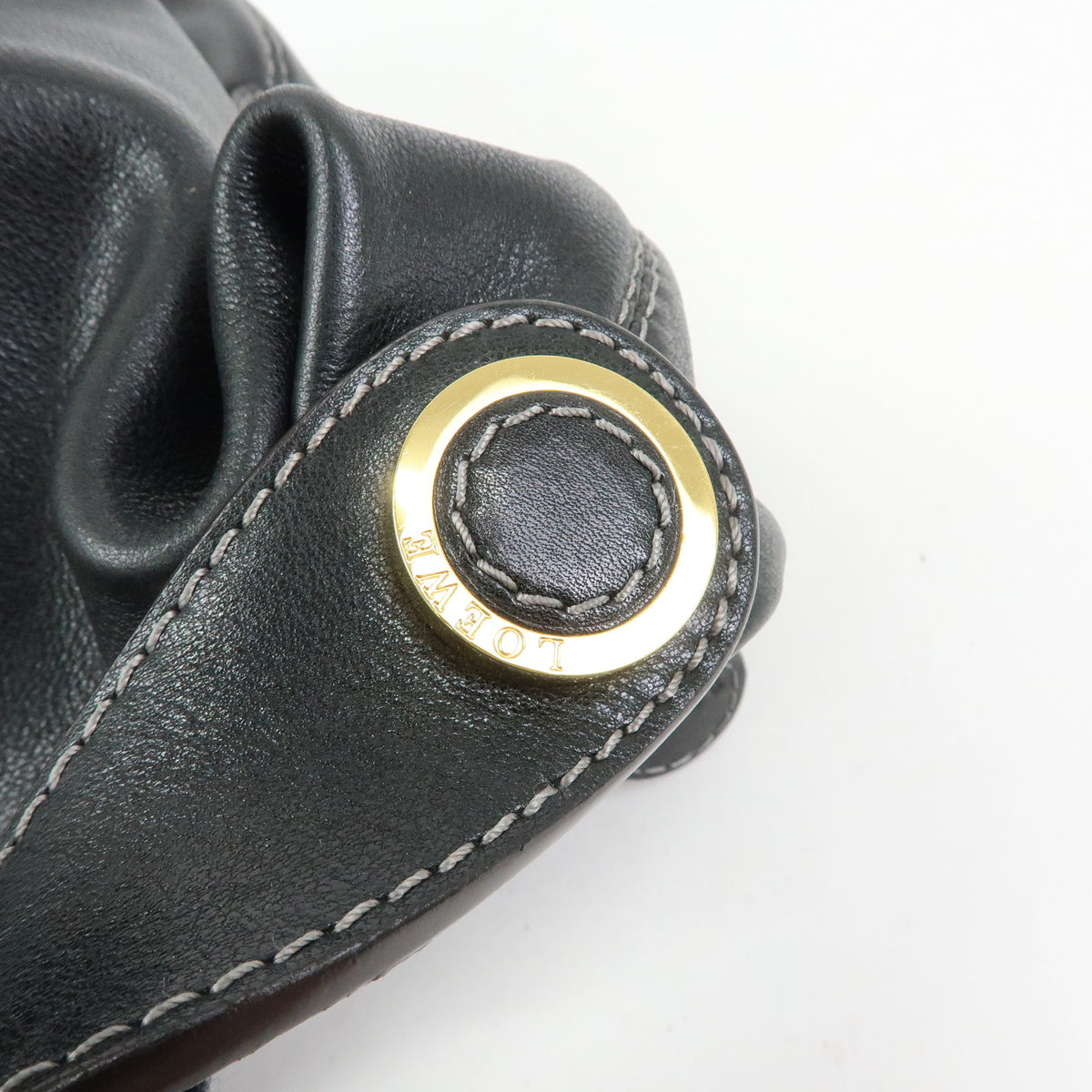LOEWE Logo Leather Shoulder Bag Hand Bag Black