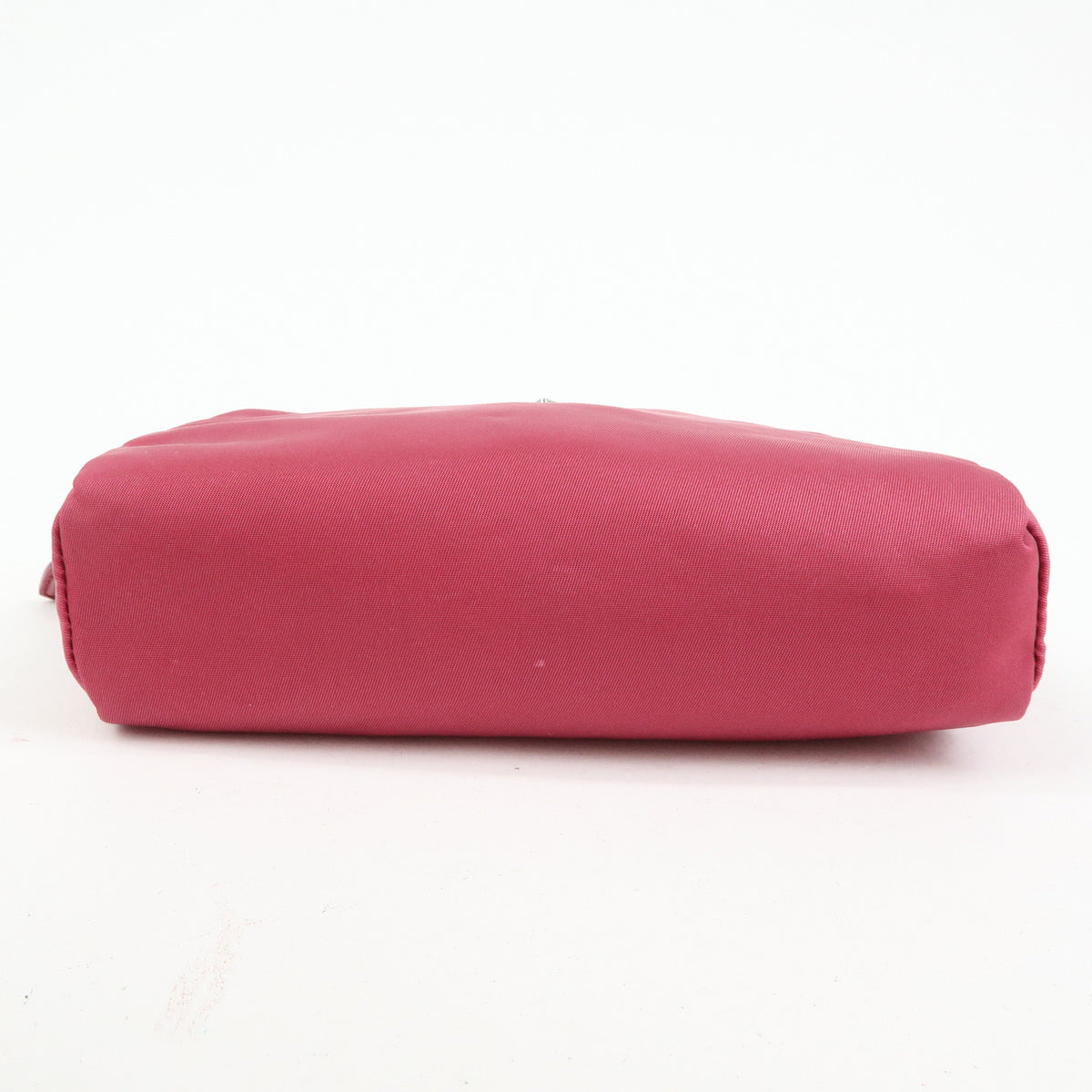PRADA Triangle Logo Nylon Saffiano Leather Cosmetic Pouch Pink 1N0340