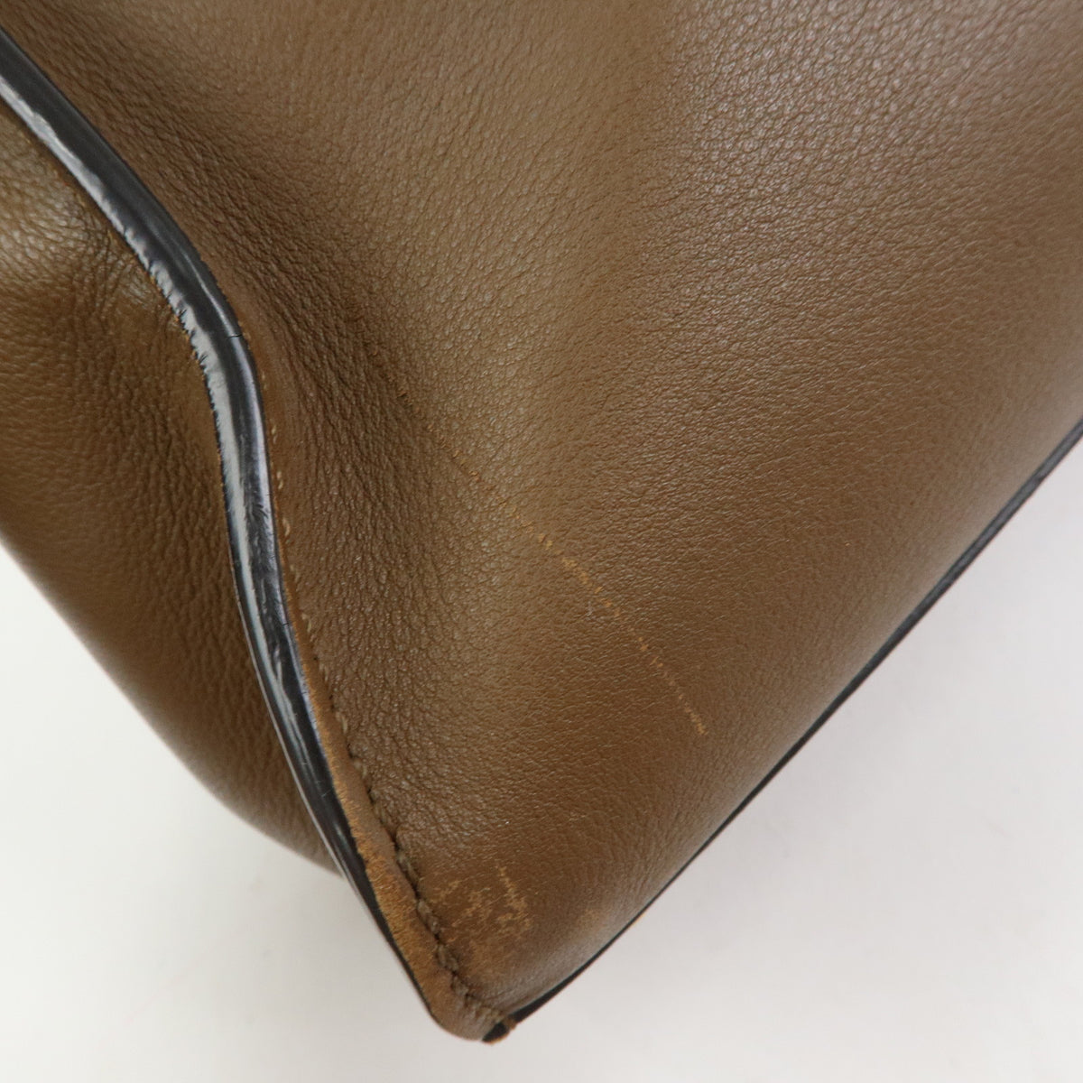 FENDI Peekaboo Medium Leather 2Way Hand Bag Shoulder Bag Brown 8BN290