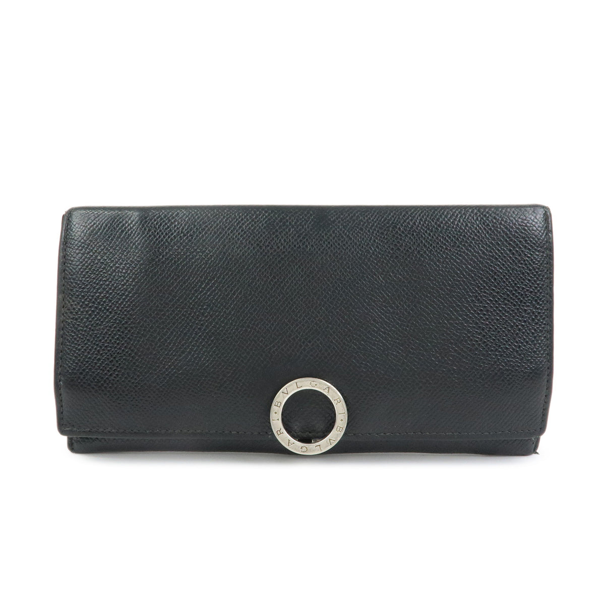 BVLGARI BVLGARI Logo Clip Leather Bi-fold Long Wallet Black