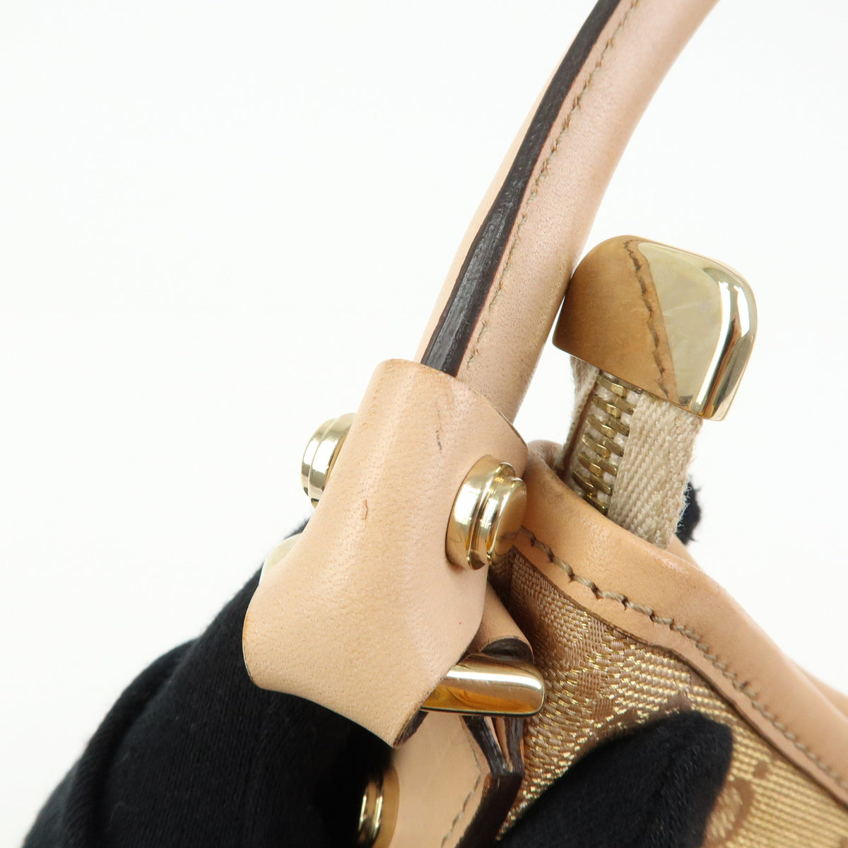 GUCCI Abbey Canvas Leather Shoulder Bag Hand Bag Pink Beige 130738