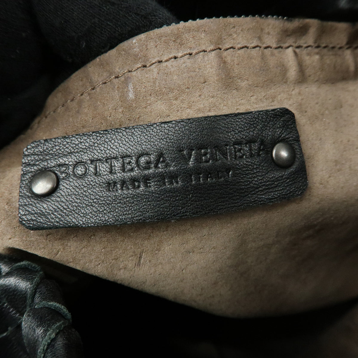BOTTEGA VENETA Intrecciato Leather Bucket Bag Hand Bag Black 255690