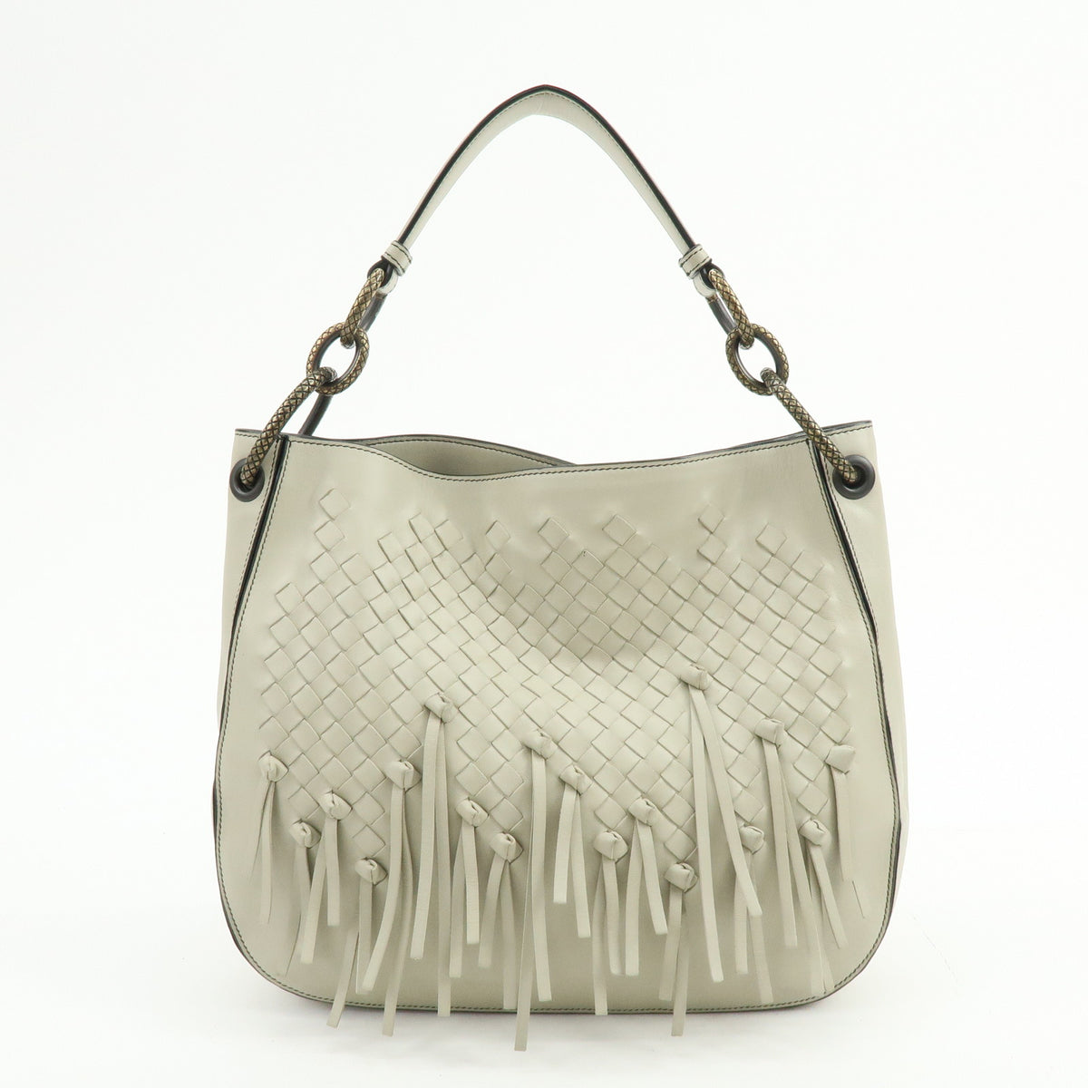BOTTEGA VENETA Intrecciato Nappa Leather Shoulder Bag Ivory 118965