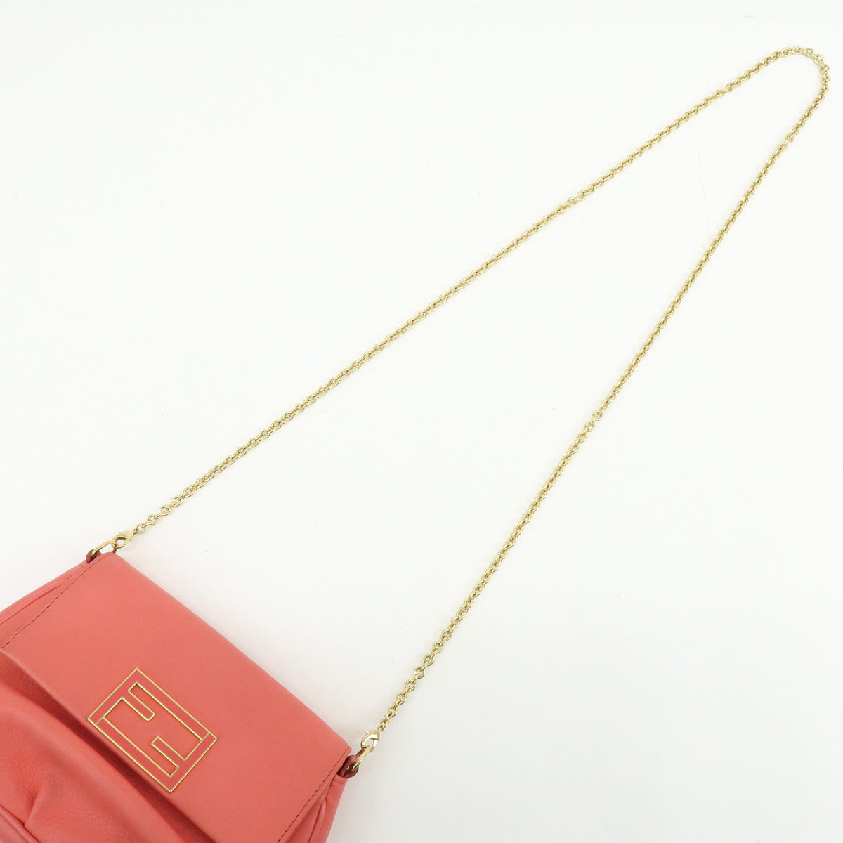 FENDI Leather Chain Shoulder Bag Purse Crossbody Bag Pink 8M0276