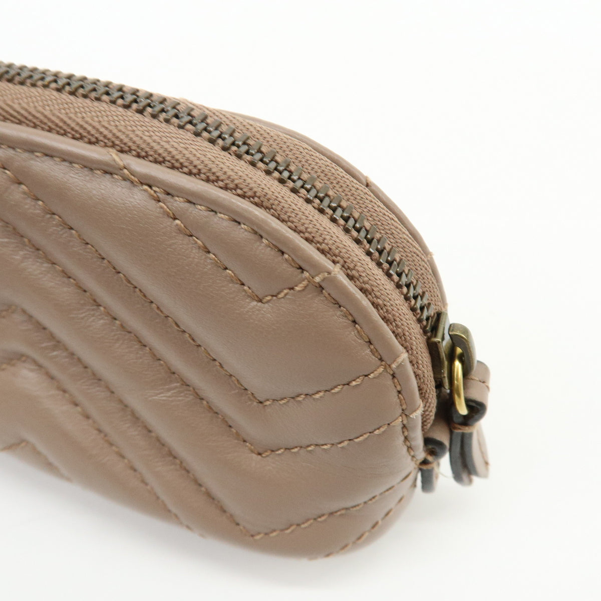 GUCCI GG Marmont Double G Leather Pouch Key Case Pink Beige 625691