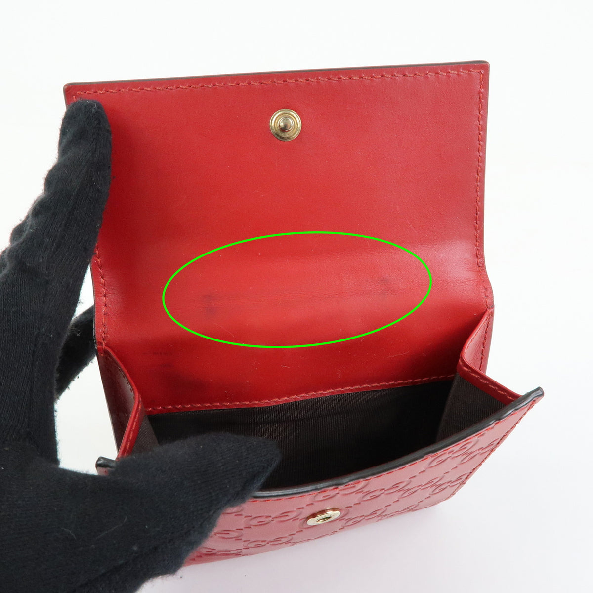 GUCCI Guccissima Leather Bi-fold Compact Wallet Red 406925