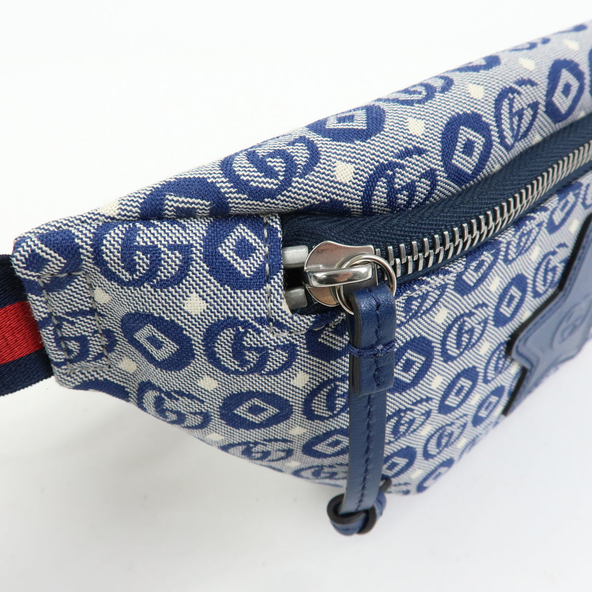 GUCCI Children's Canvas Leather Body Bag Waist Bag Blue 502095
